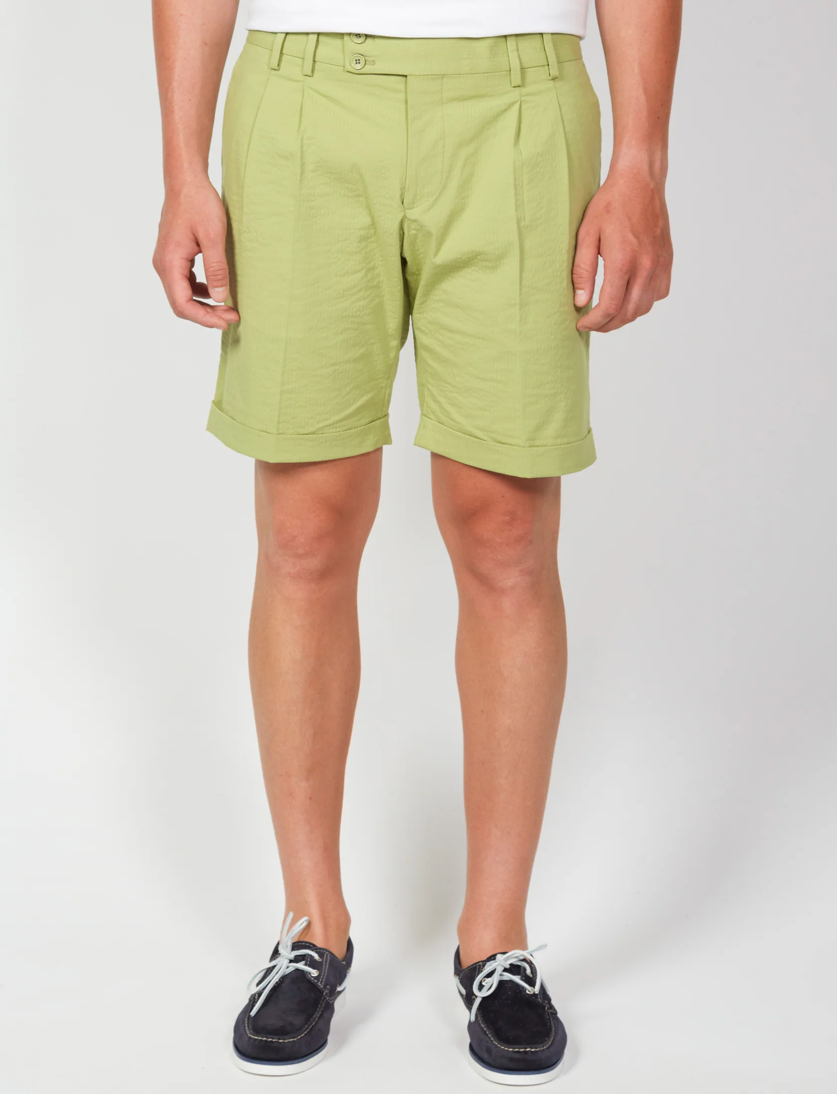 Bermuda in cotone goffrato con pinces - Image 3