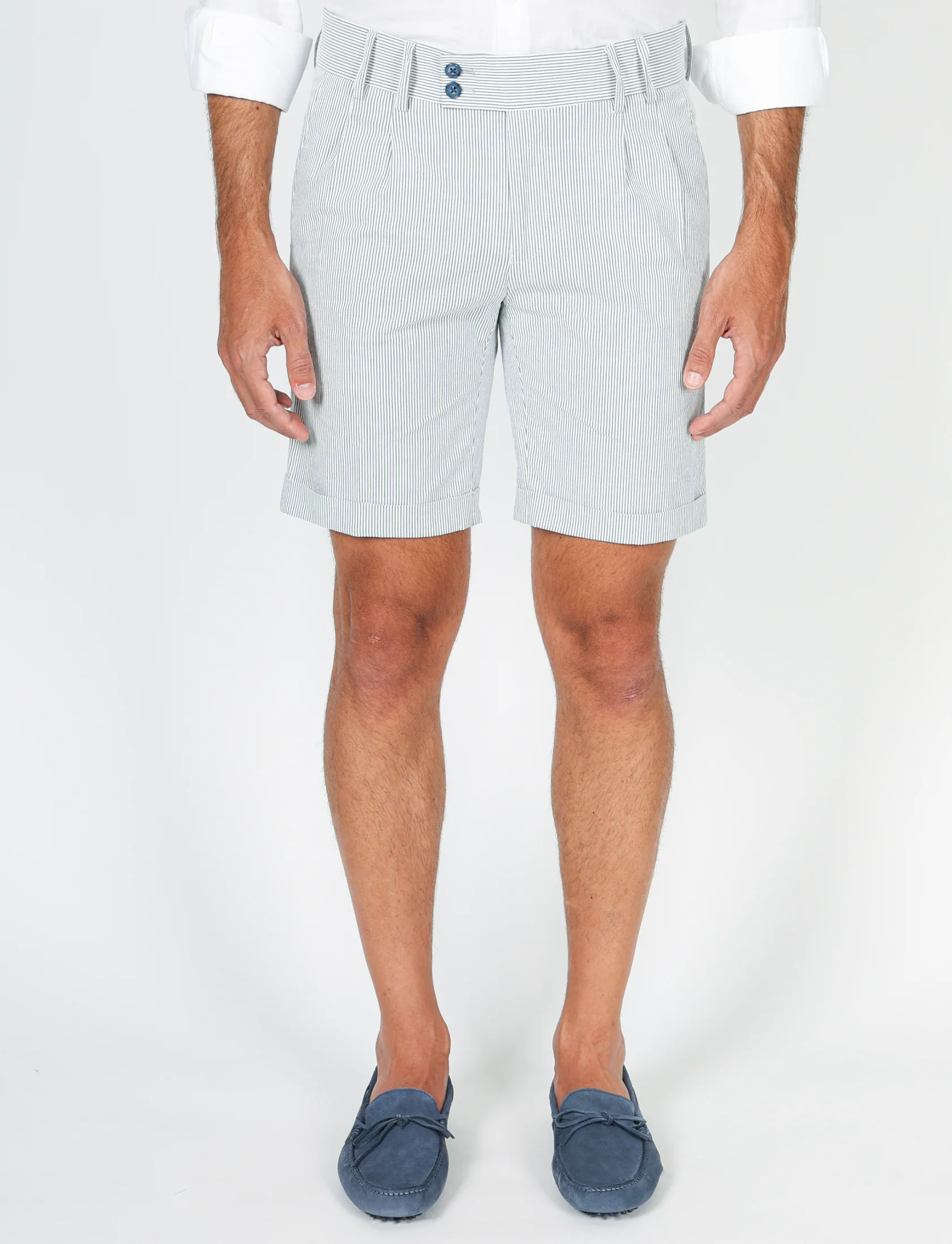 Bermuda a righe in cotone goffrato - Image 7