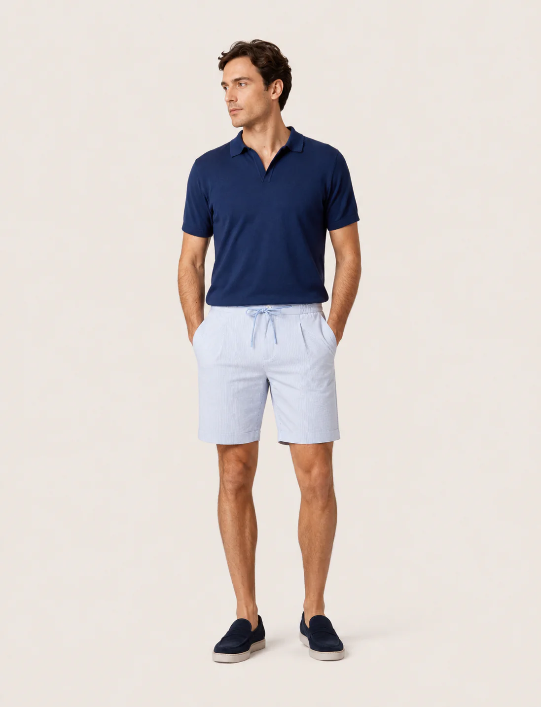 Bermuda in cotone goffrato a righe - Image 6