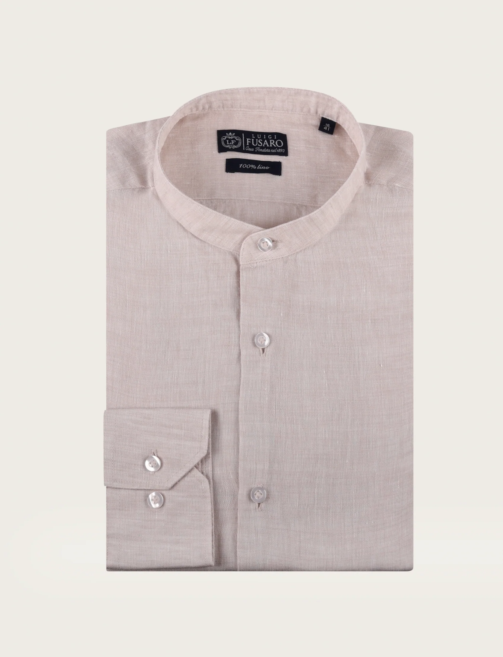 Camicia in lino con collo alla coreana - Image 4