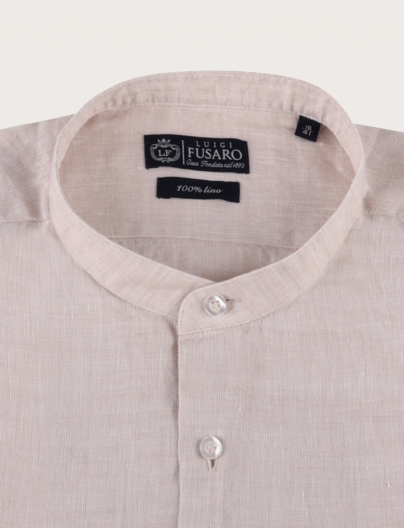 Camicia in lino con collo alla coreana - Image 5