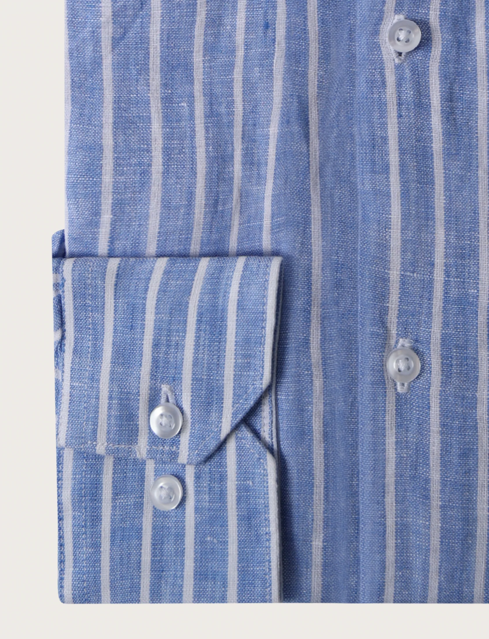 Camicia in lino a righe con collo coreano - Image 8