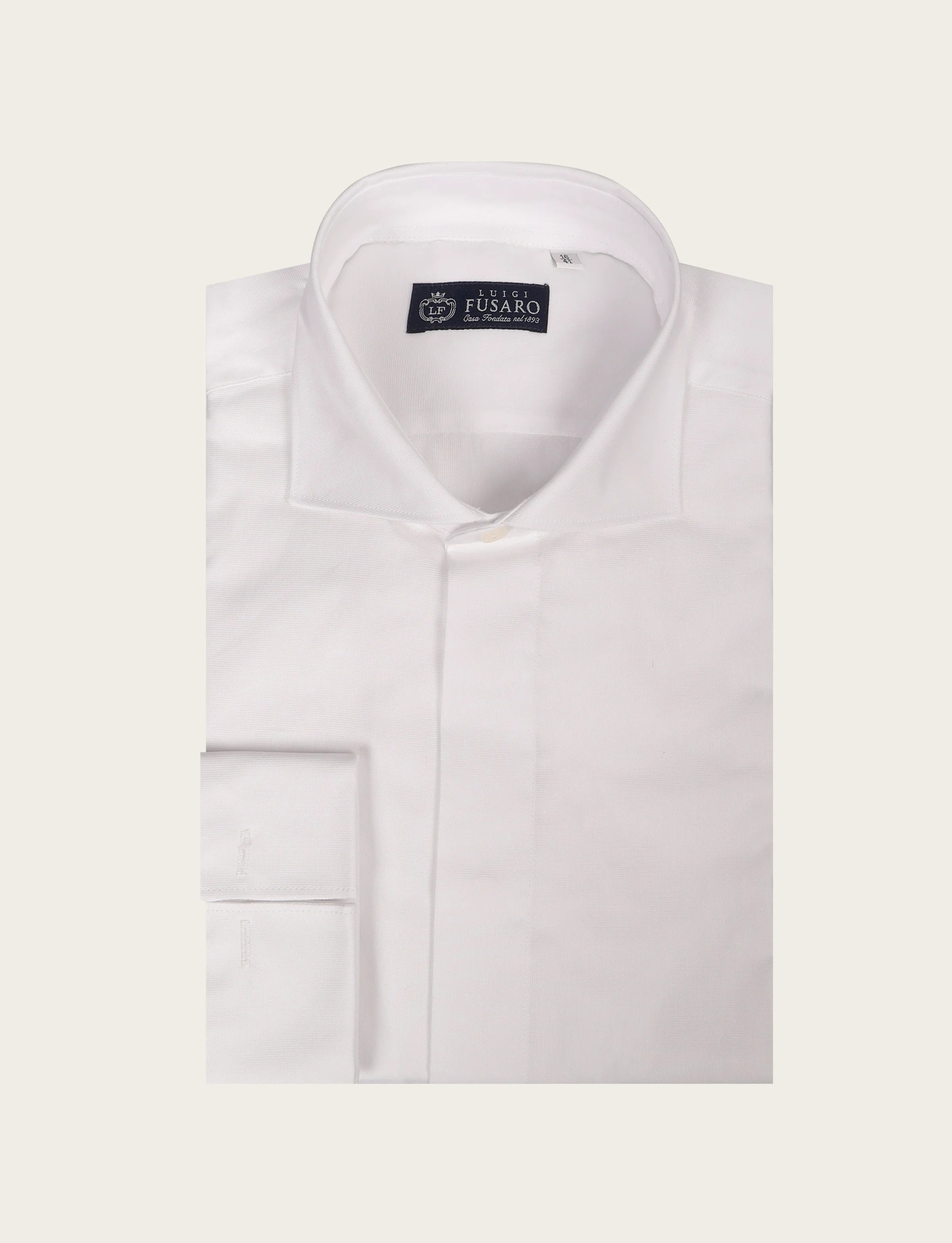 Camicia bianca  in cotone fil à fil polso gemelli