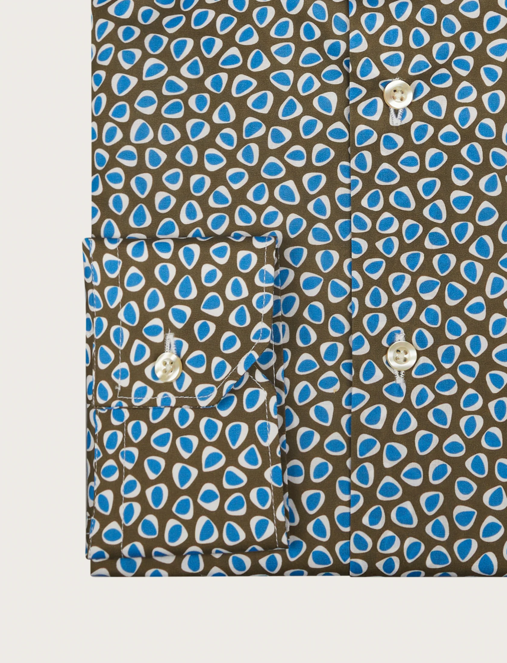 Camicia in cotone stretch fantasia geometrica - Image 3