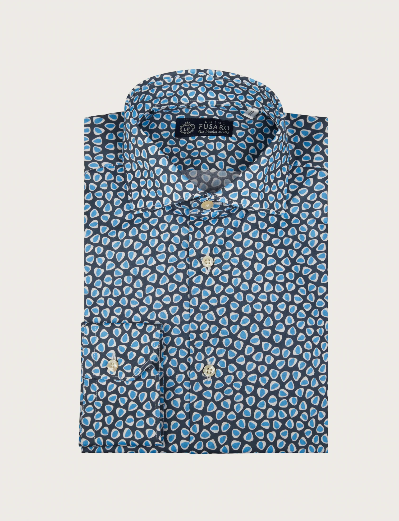 Camicia in cotone stretch fantasia geometrica - Image 4