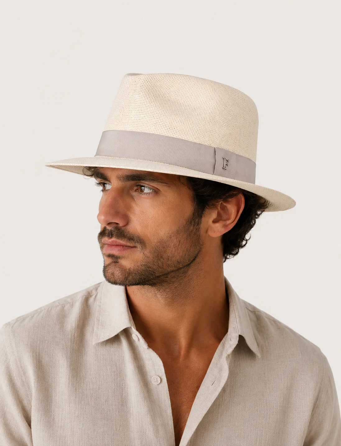 Cappello fedora in paglia con nastro a contrasto - Image 4