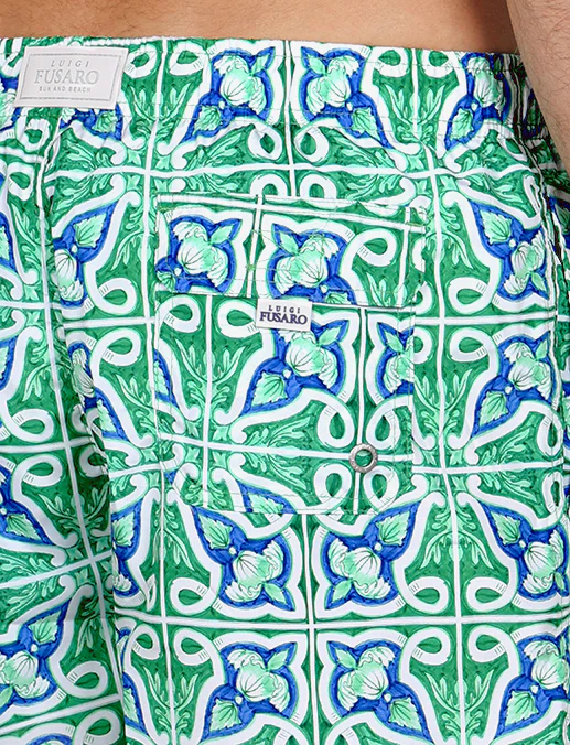 Costume da bagno fantasia maiolica verde e royal - Image 3