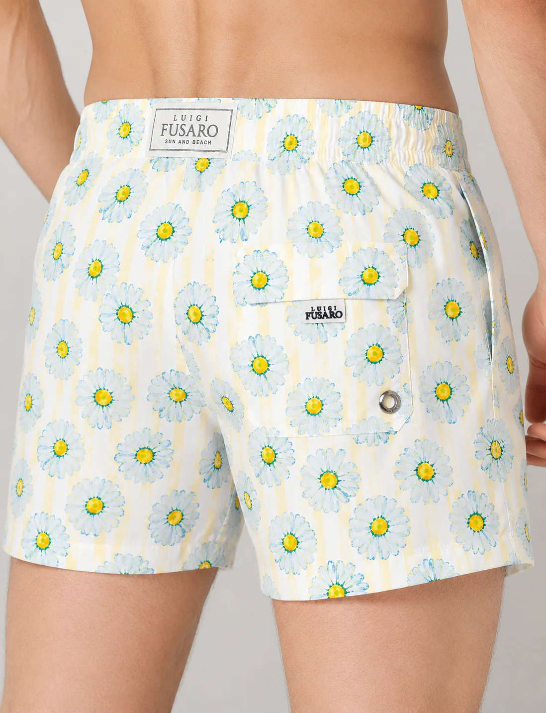 Costume da bagno a fiori e righe giallo e celeste - Image 2