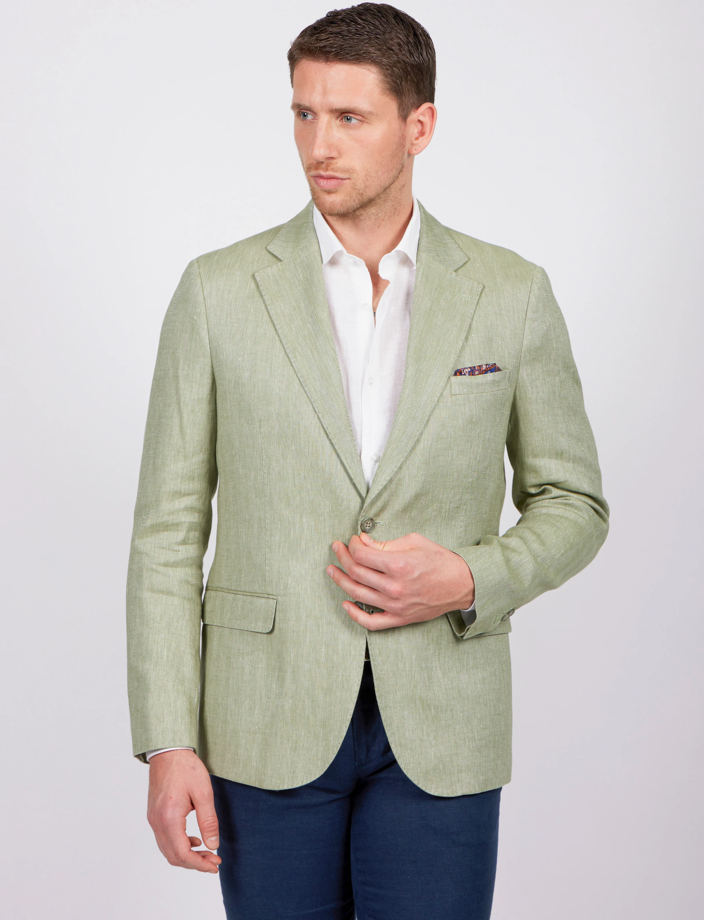 Giacca spigata in lino e cotone stretch - Image 6