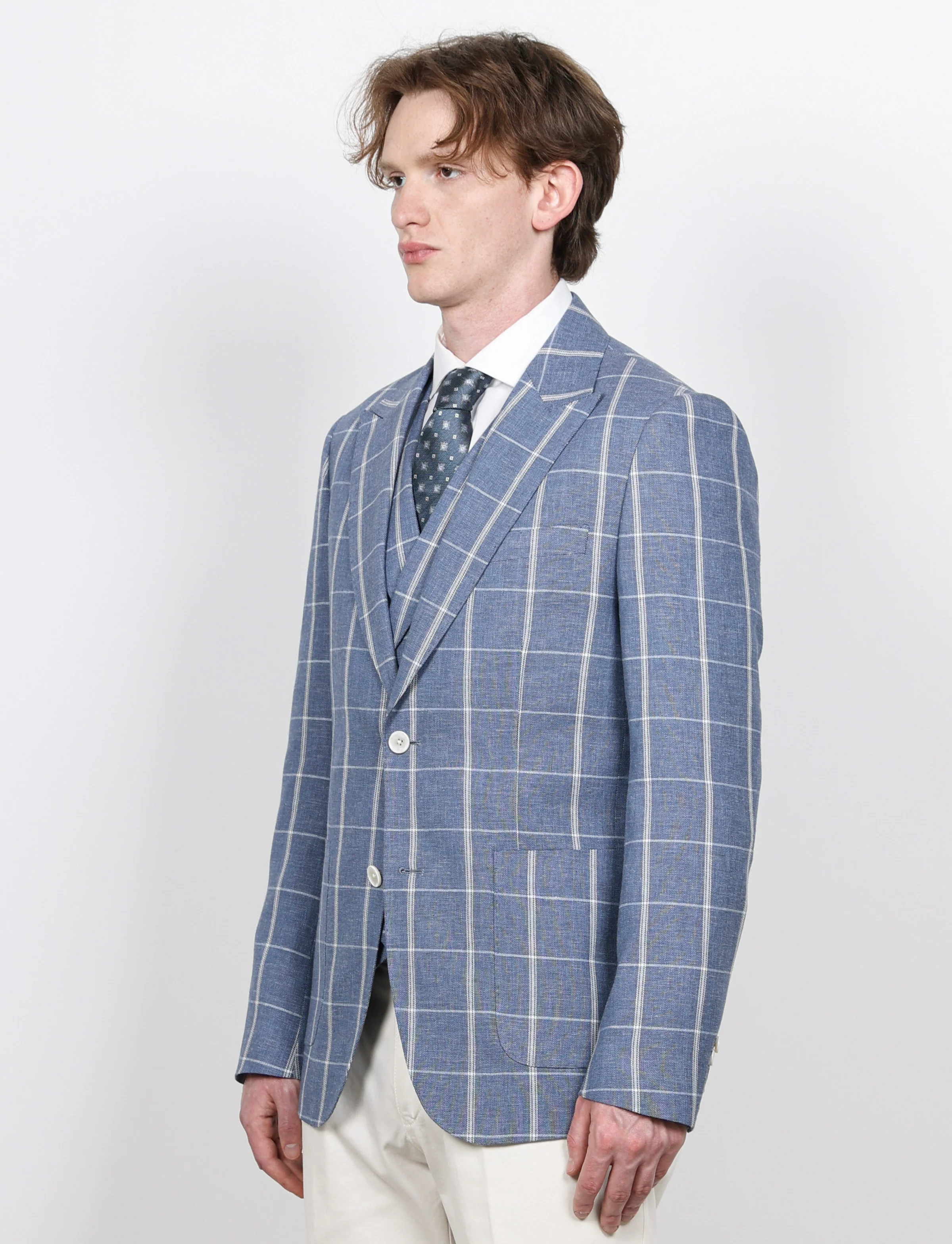Giacca check in cotone e lino - Image 10