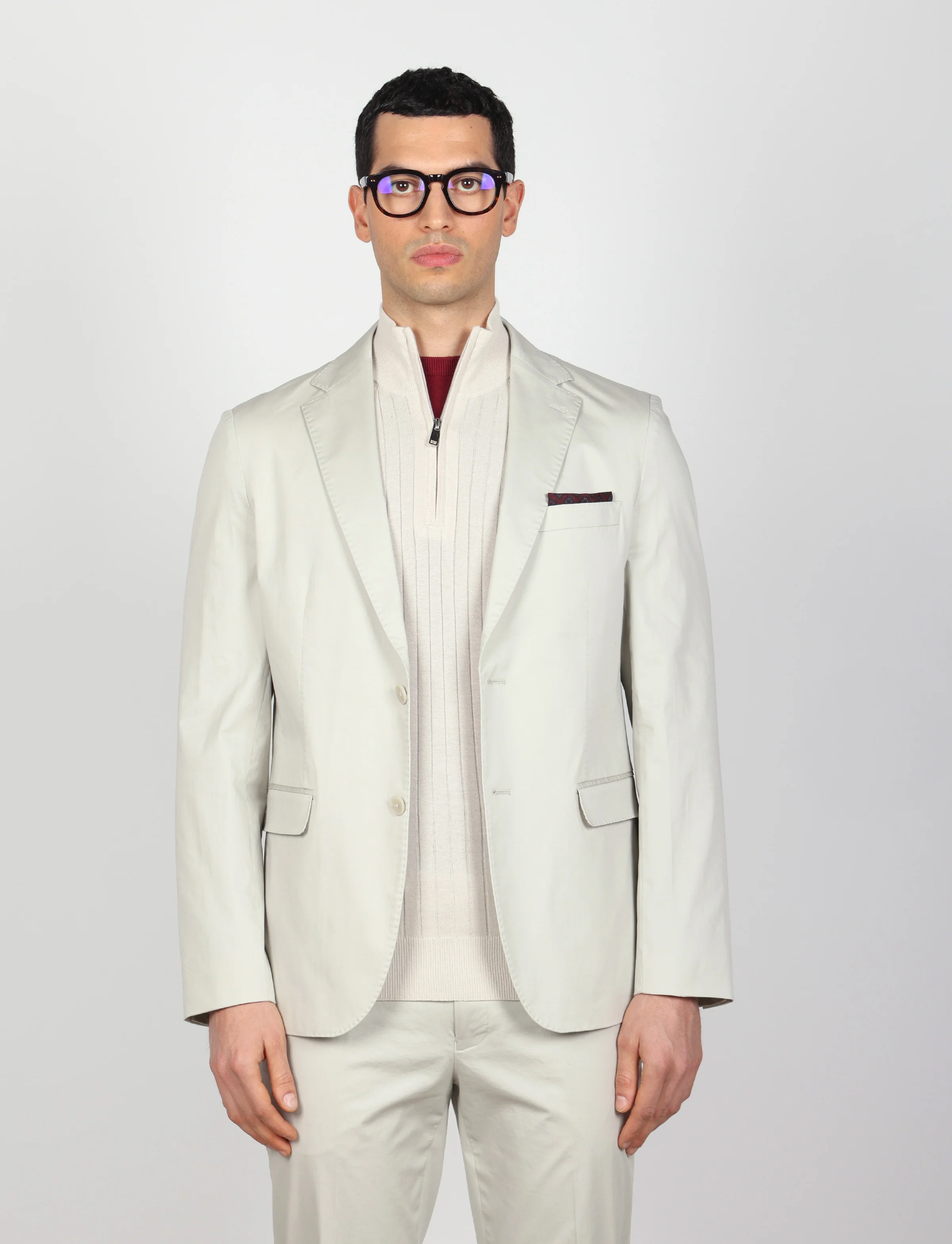 Giacca tinta unita in cotone stretch - Image 10