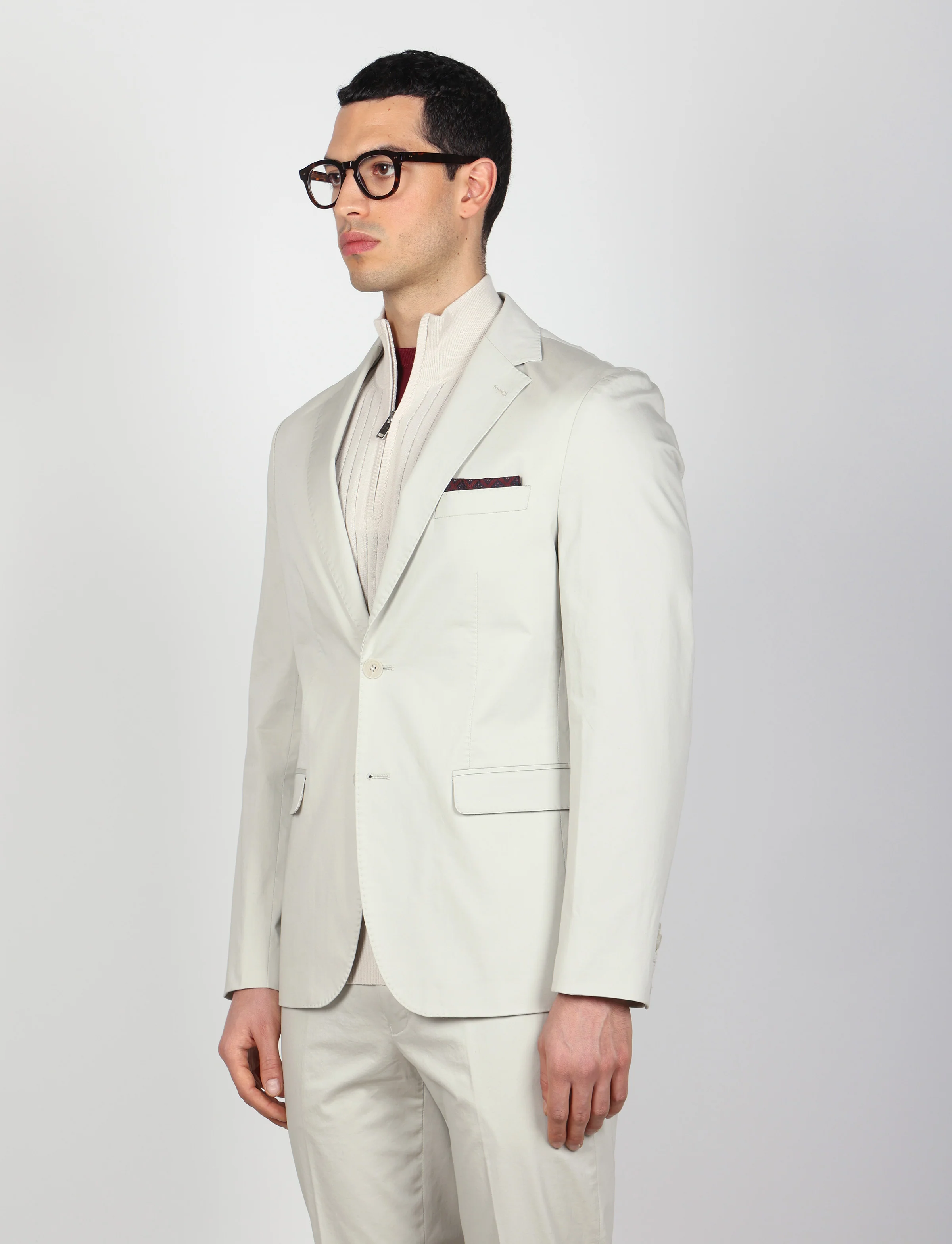 Giacca tinta unita in cotone stretch - Image 11