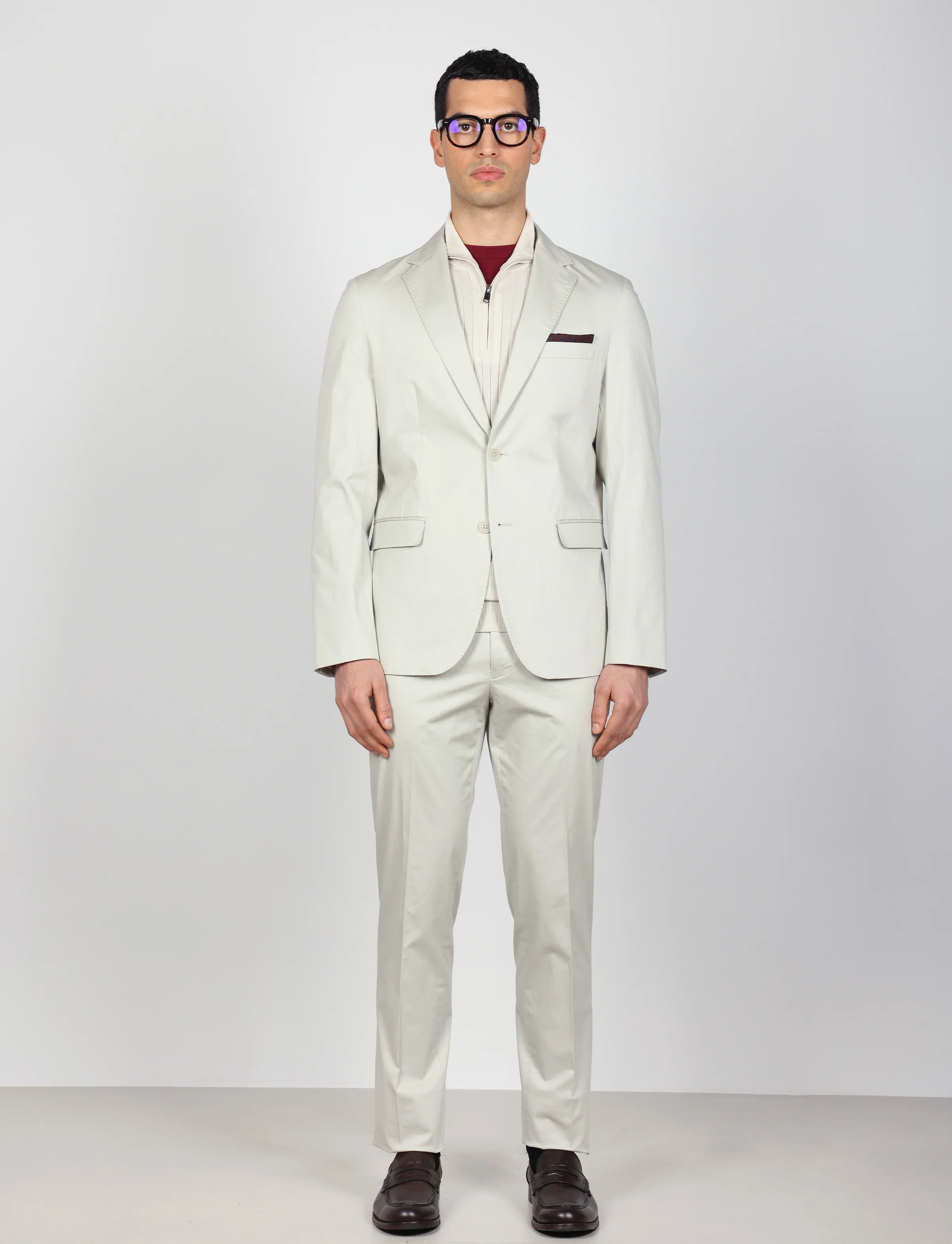 Giacca tinta unita in cotone stretch - Image 14