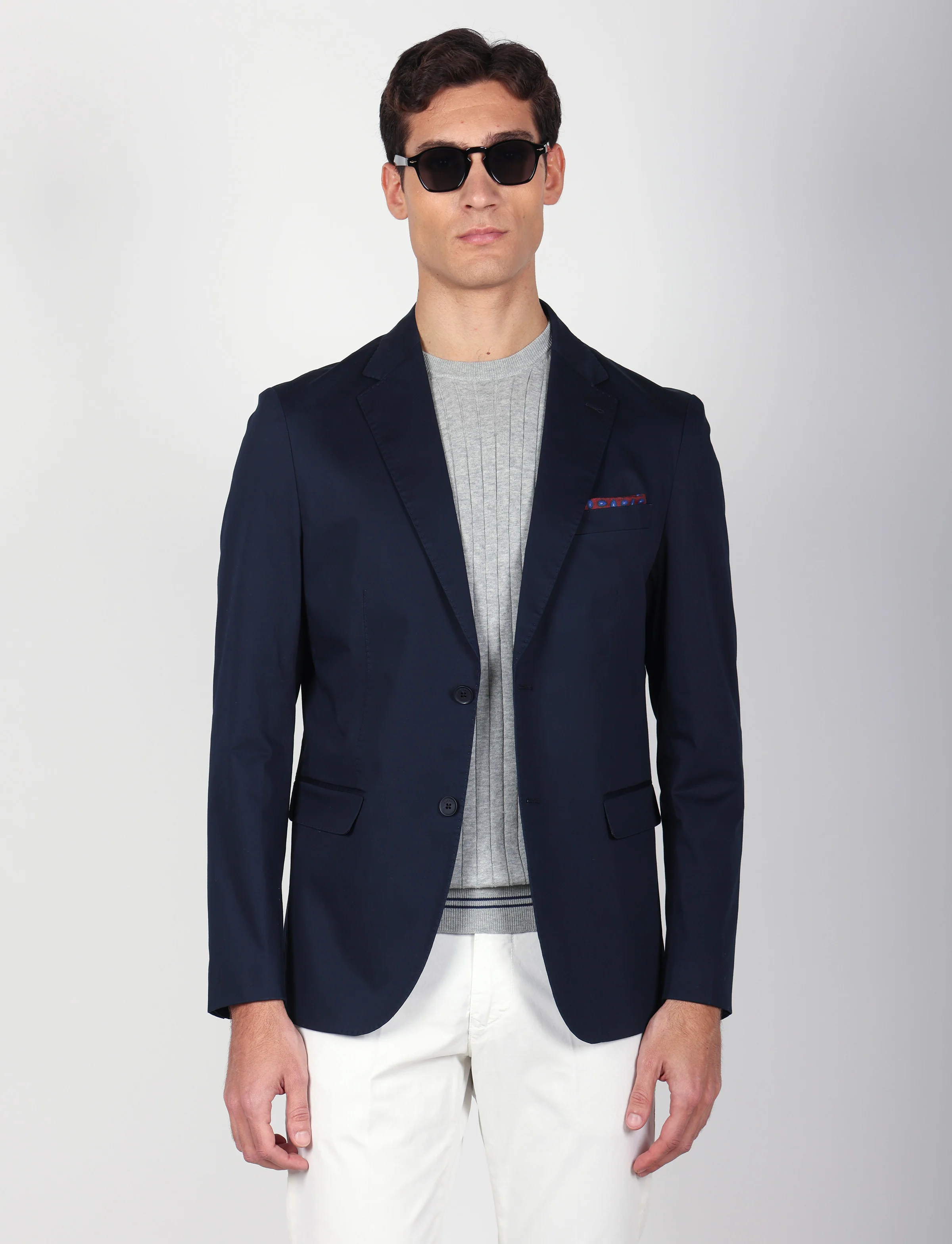 Giacca tinta unita in cotone stretch - Image 15