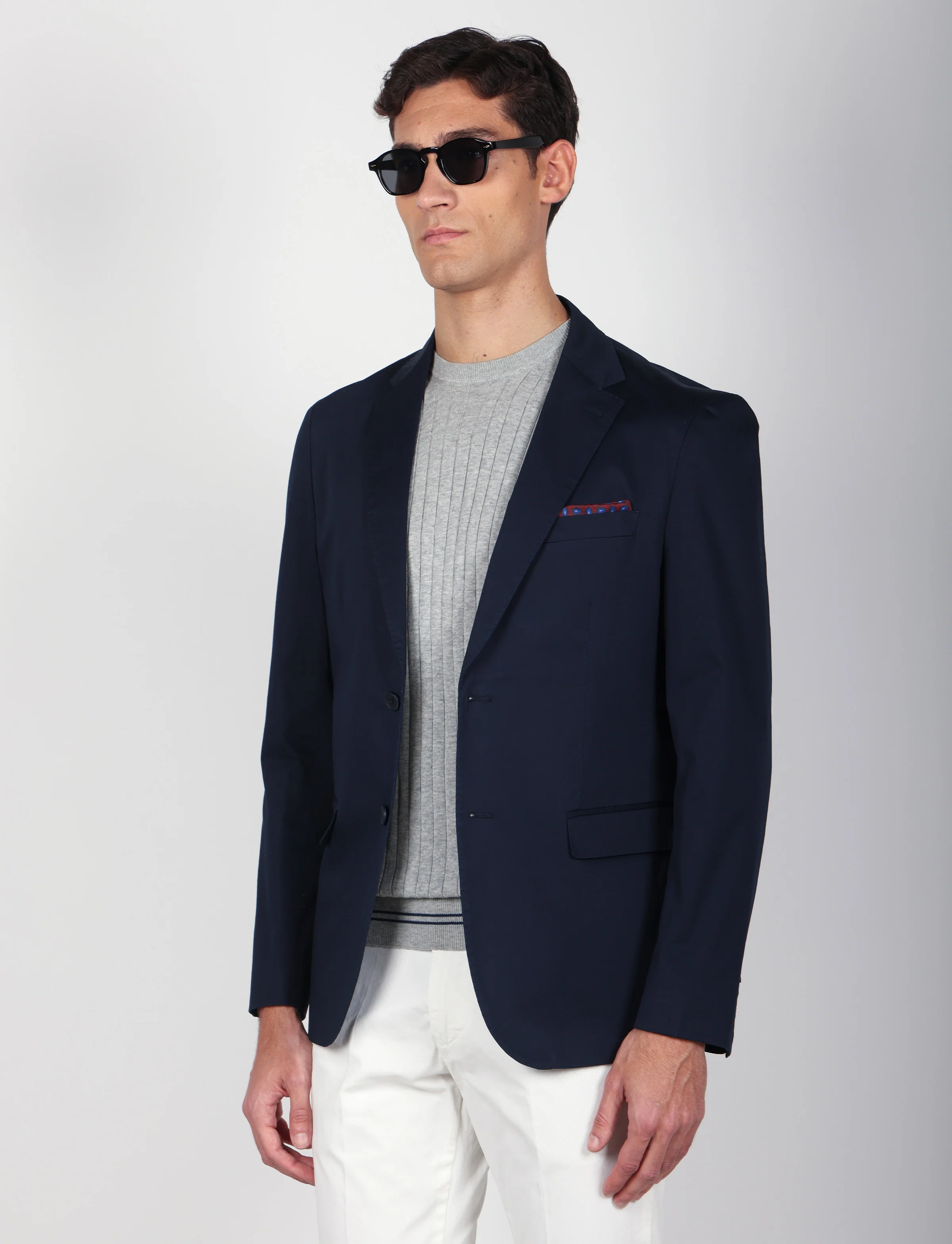 Giacca tinta unita in cotone stretch - Image 17