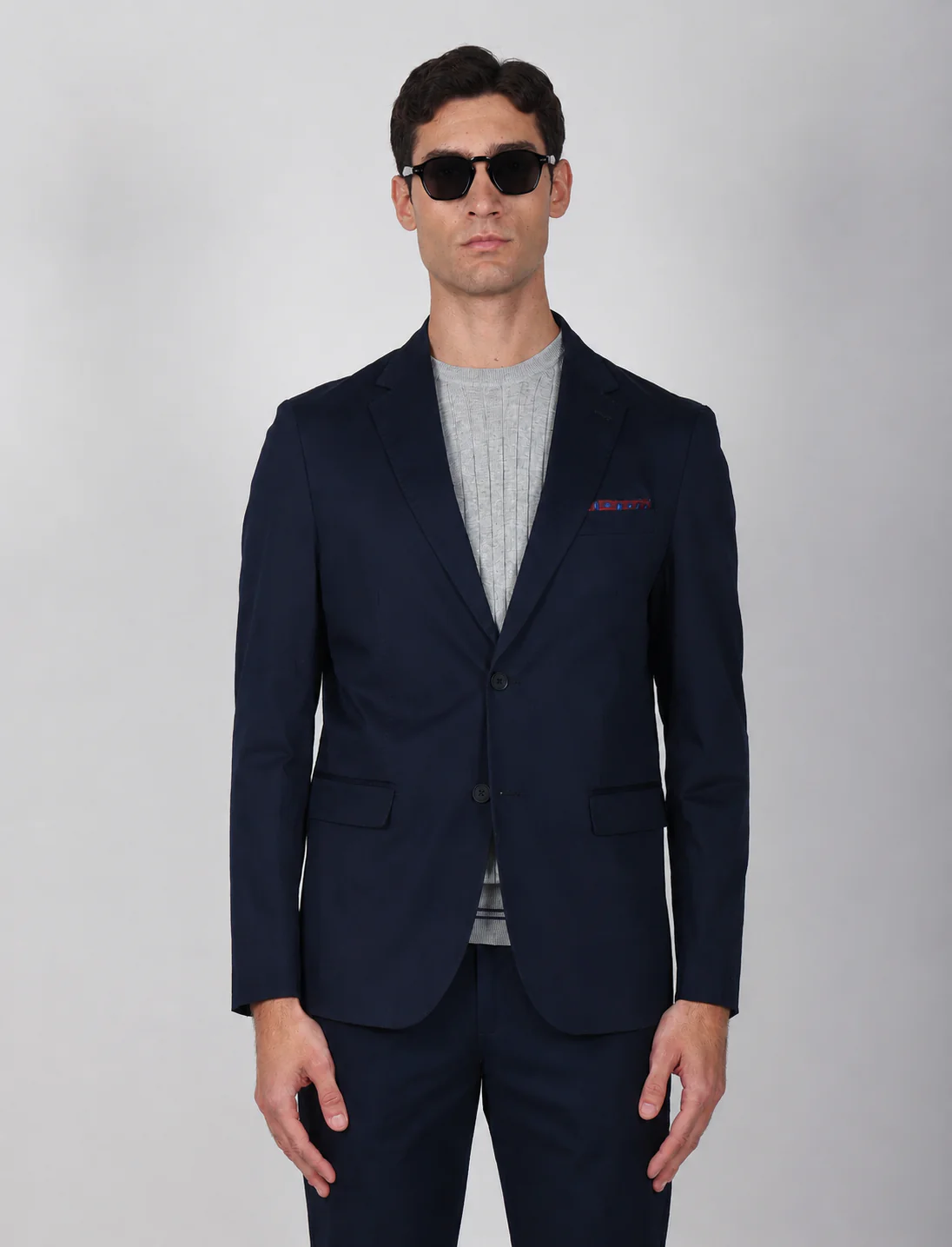 Giacca tinta unita in cotone stretch - Image 20