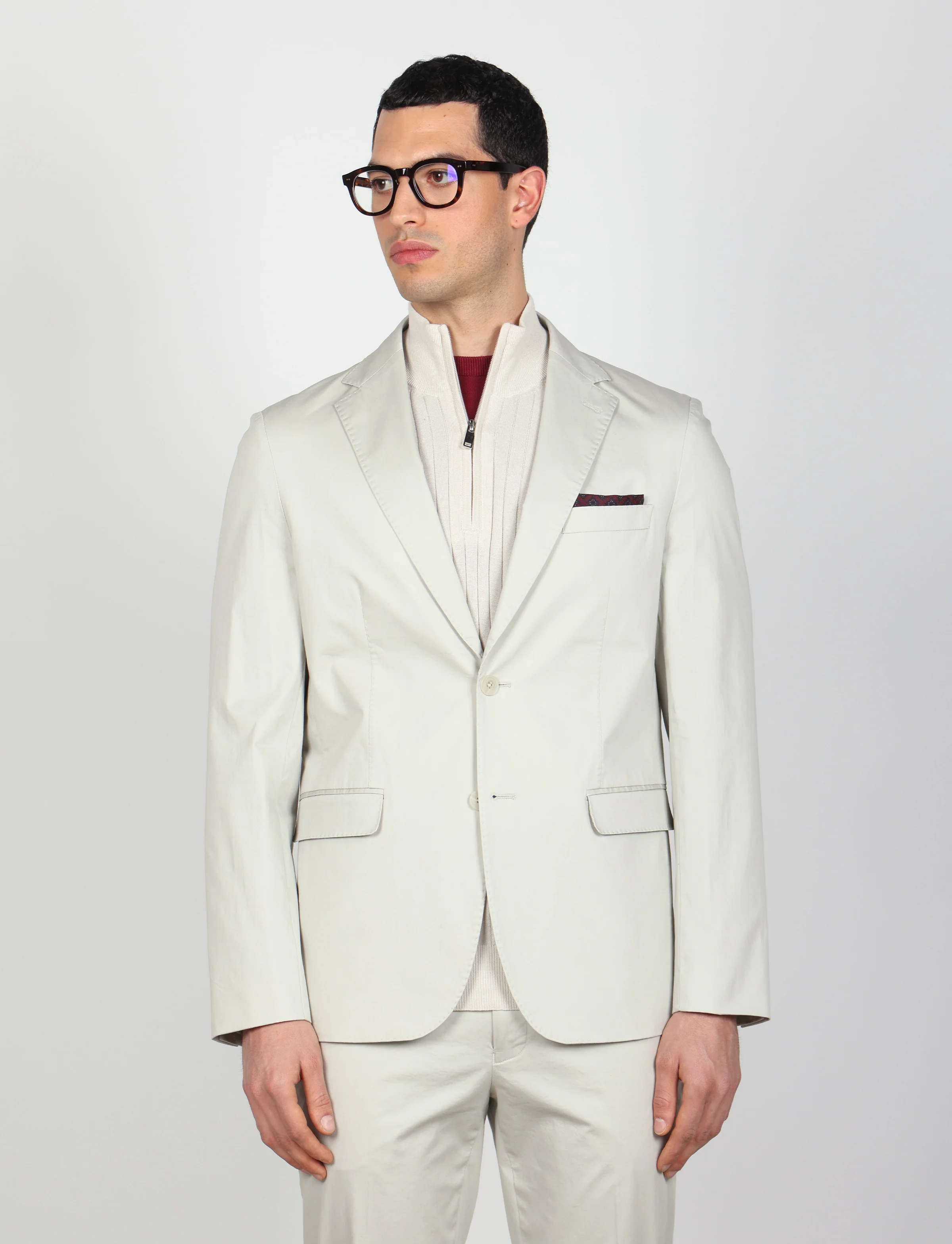 Giacca tinta unita in cotone stretch - Image 8