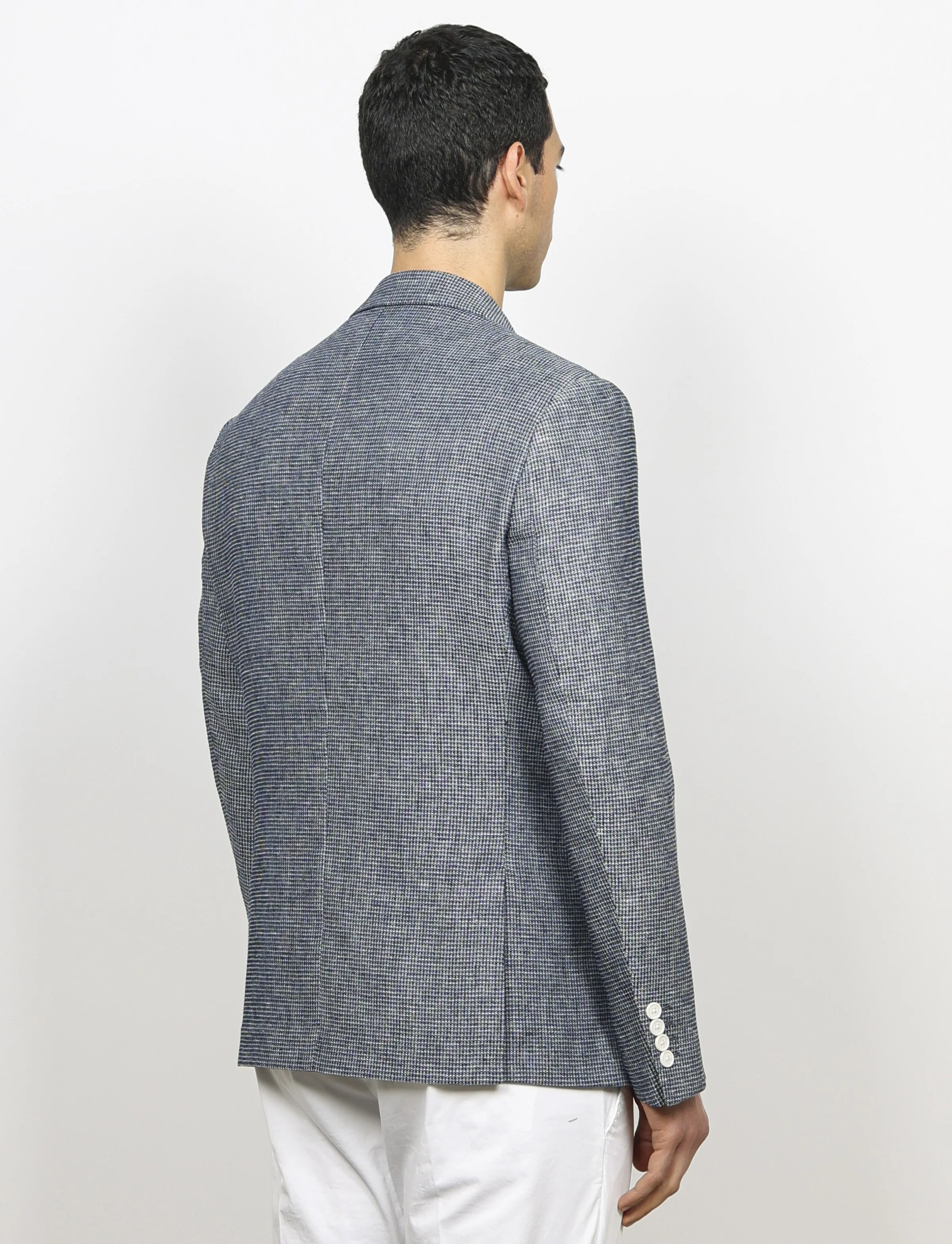 Giacca doppiopetto jacquared in lino e cotone - Image 5