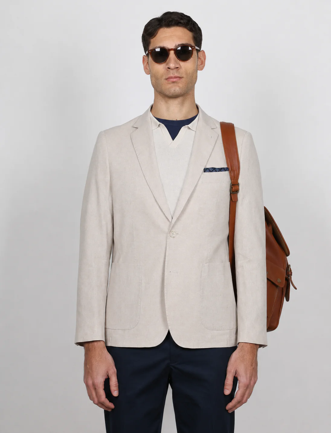 Giacca tinta unita in cotone stretch Drop 7