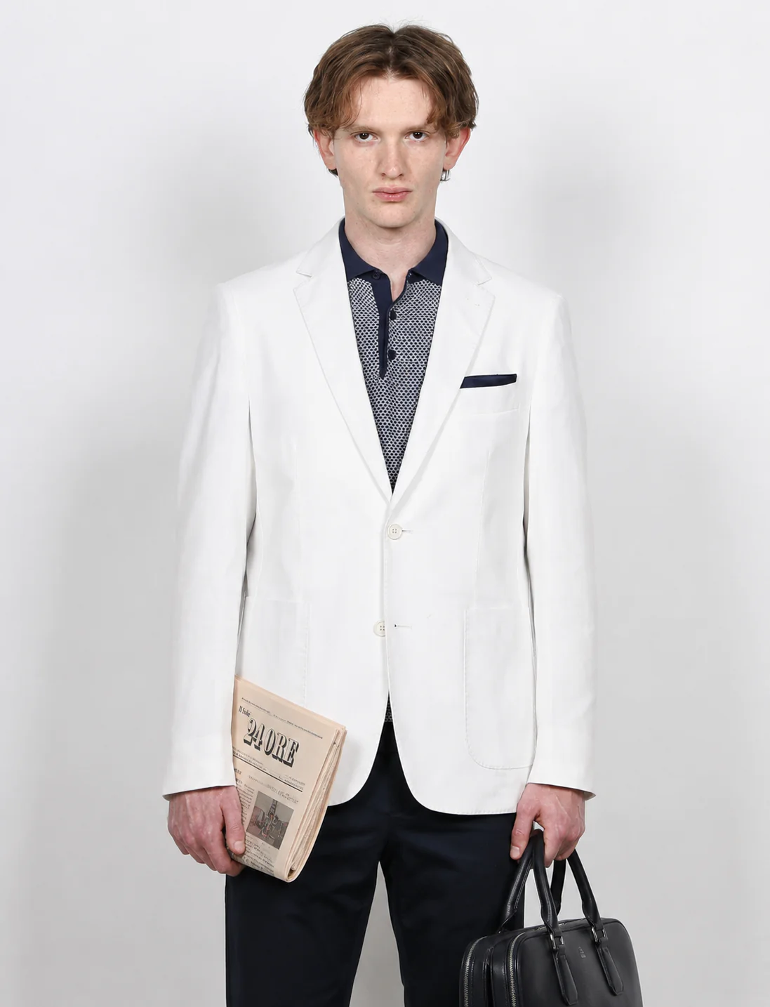 Giacca tinta unita in cotone stretch Drop 7 - Image 12