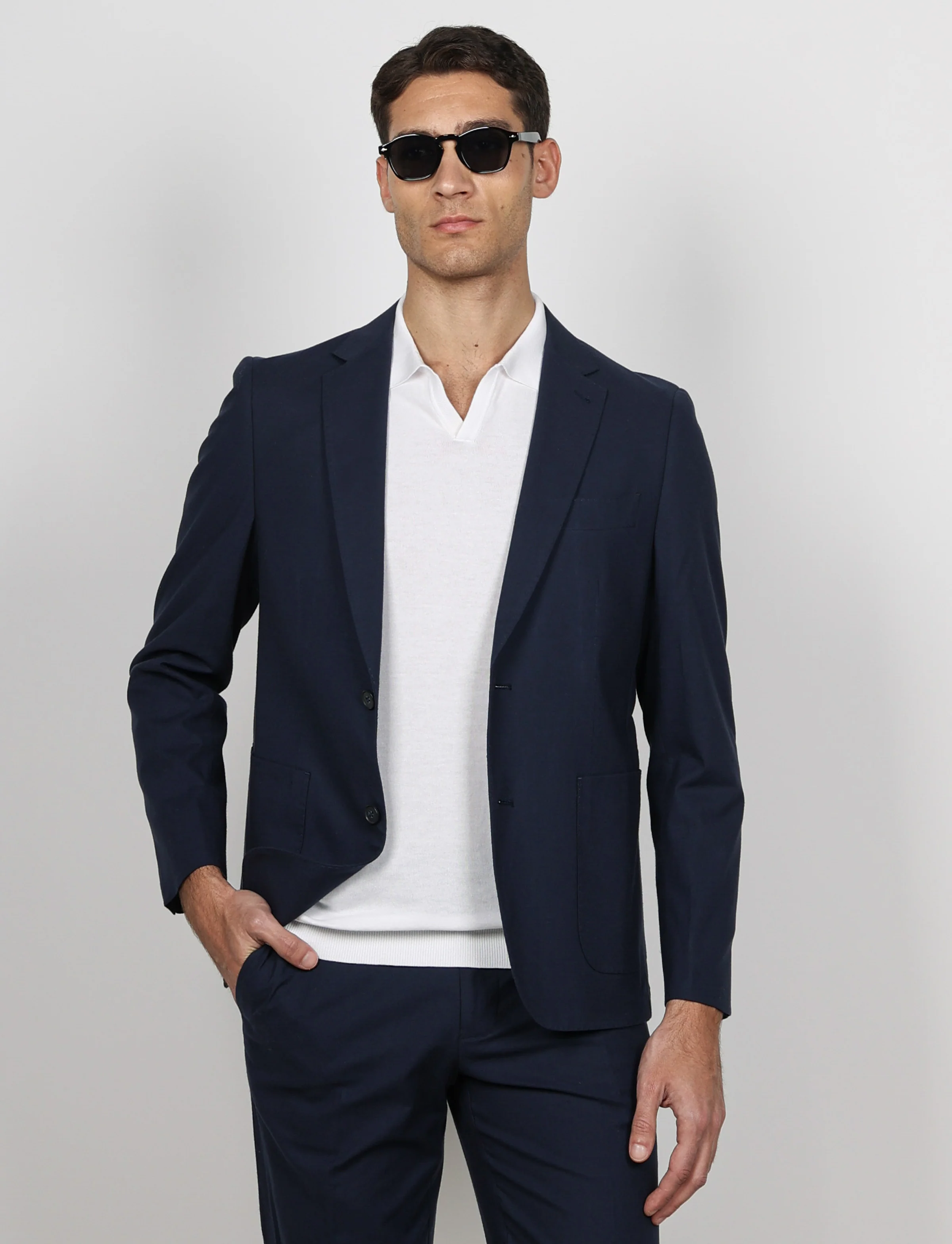 Giacca tinta unita in cotone stretch Drop 7 - Image 17