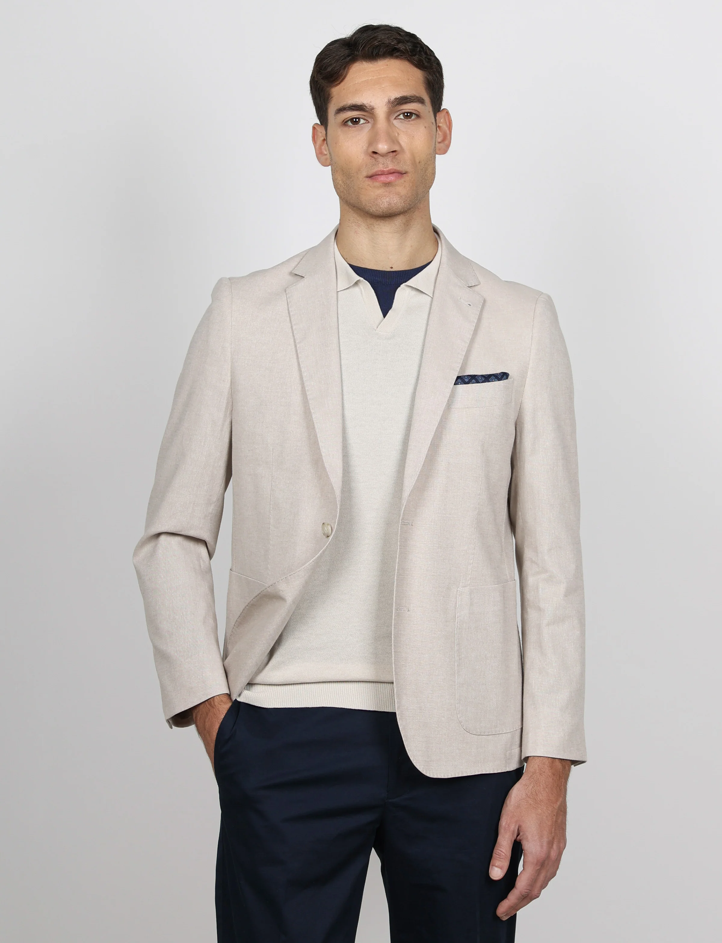 Giacca tinta unita in cotone stretch Drop 7 - Image 2
