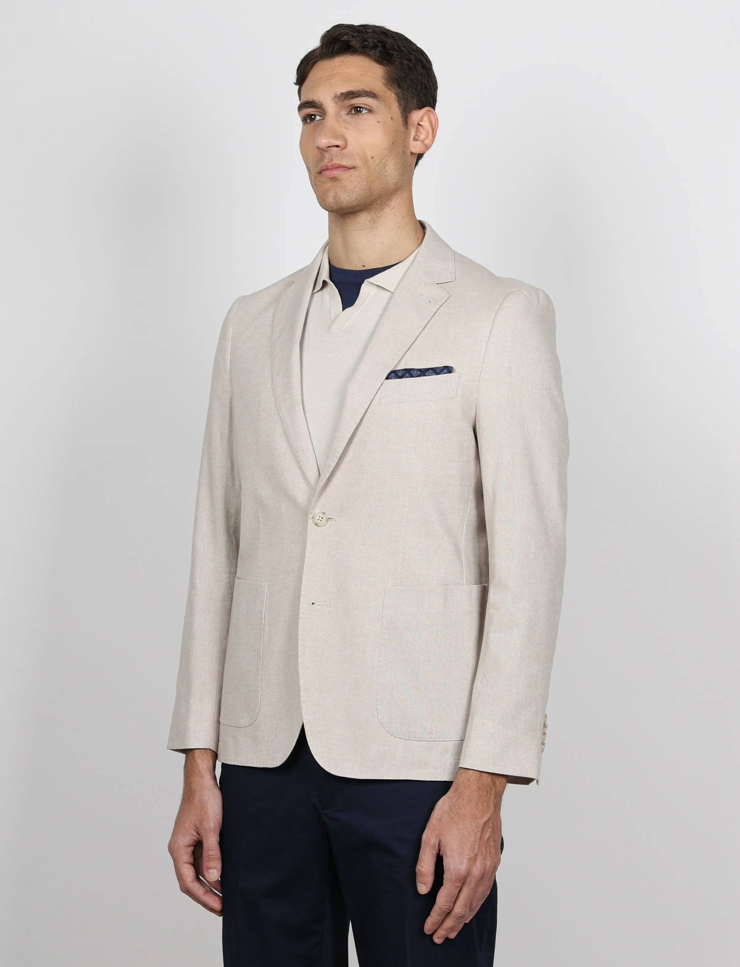 Giacca tinta unita in cotone stretch Drop 7 - Image 3