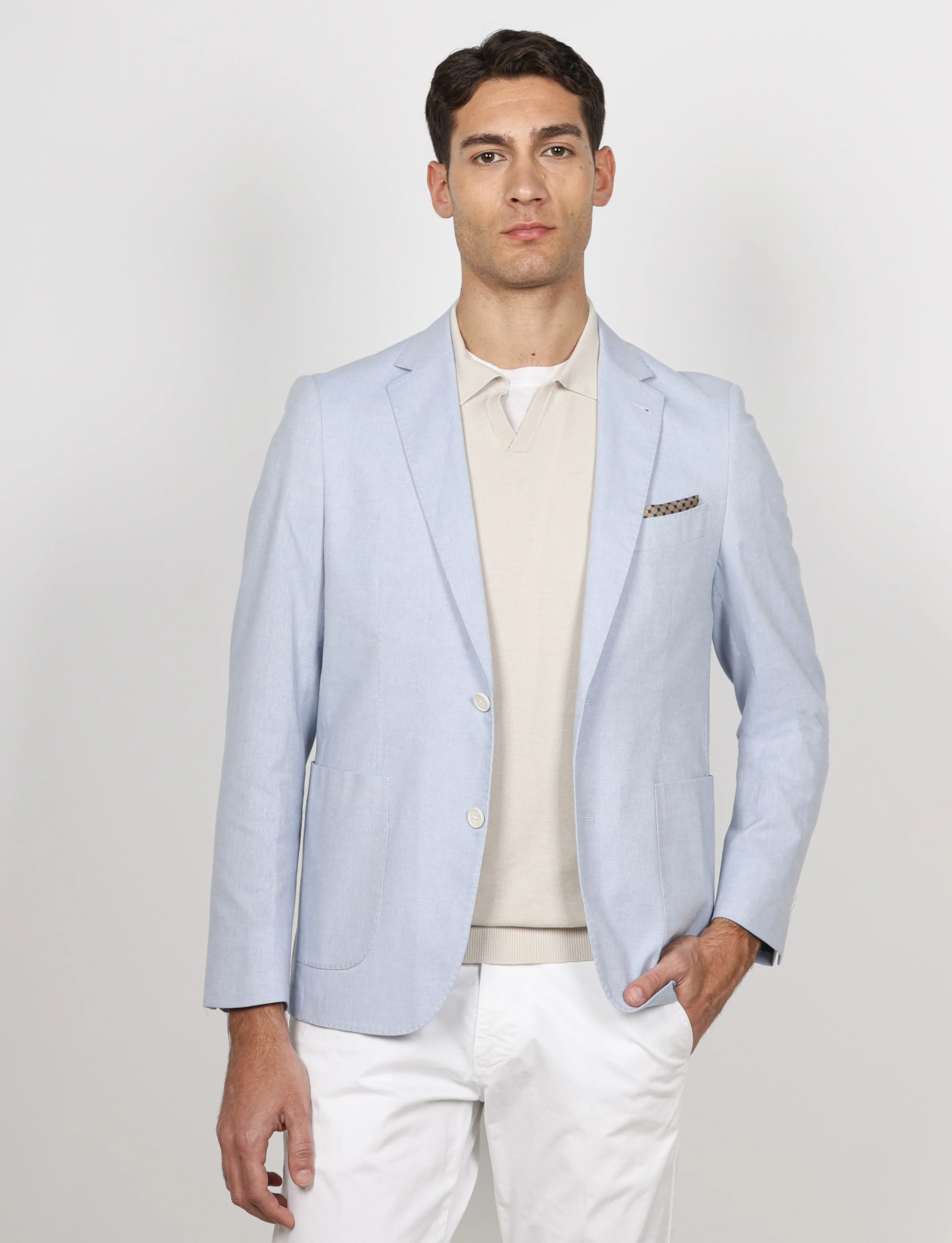 Giacca tinta unita in cotone stretch Drop 7 - Image 6