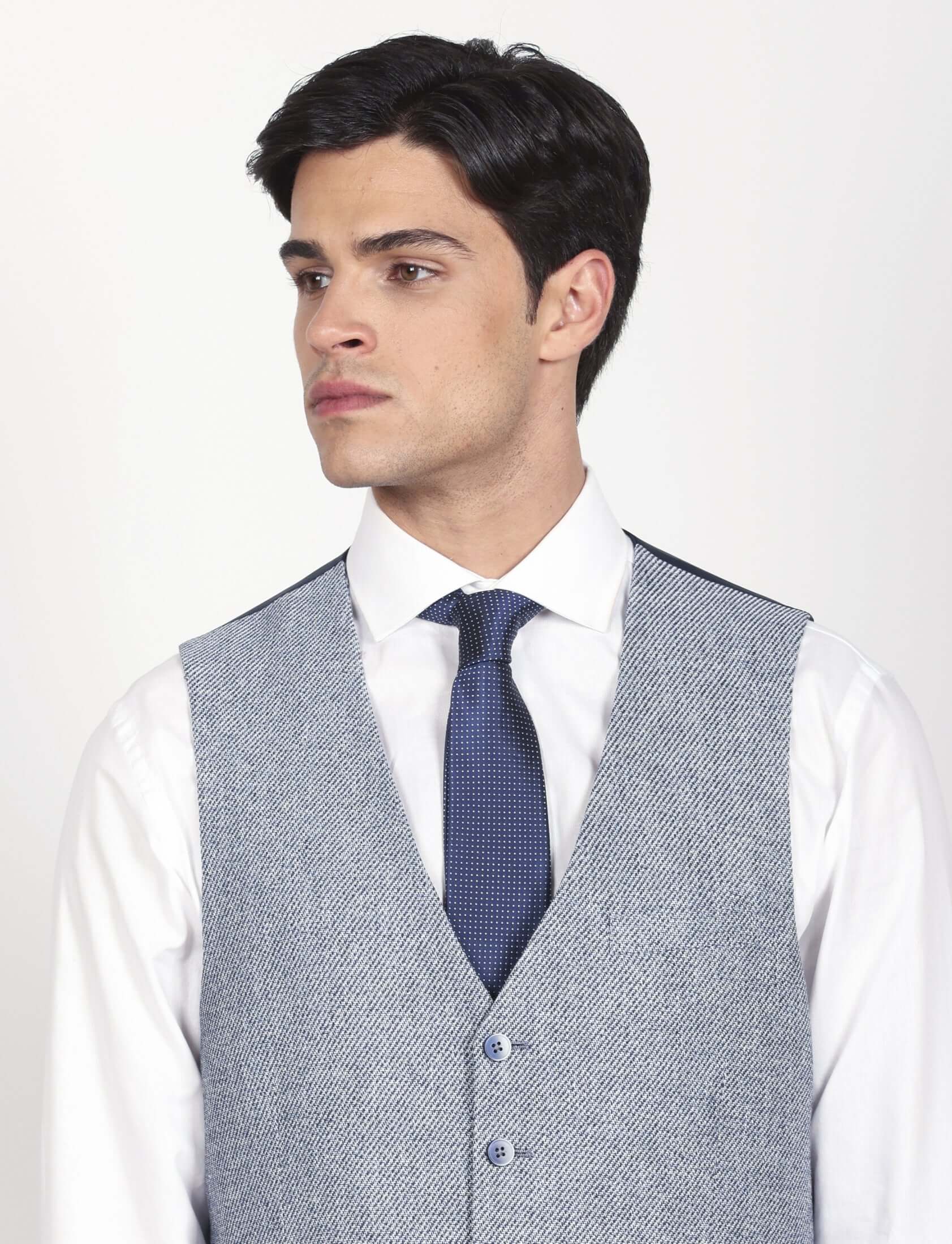 Gilet in lino mélange trama diagonale - Image 3