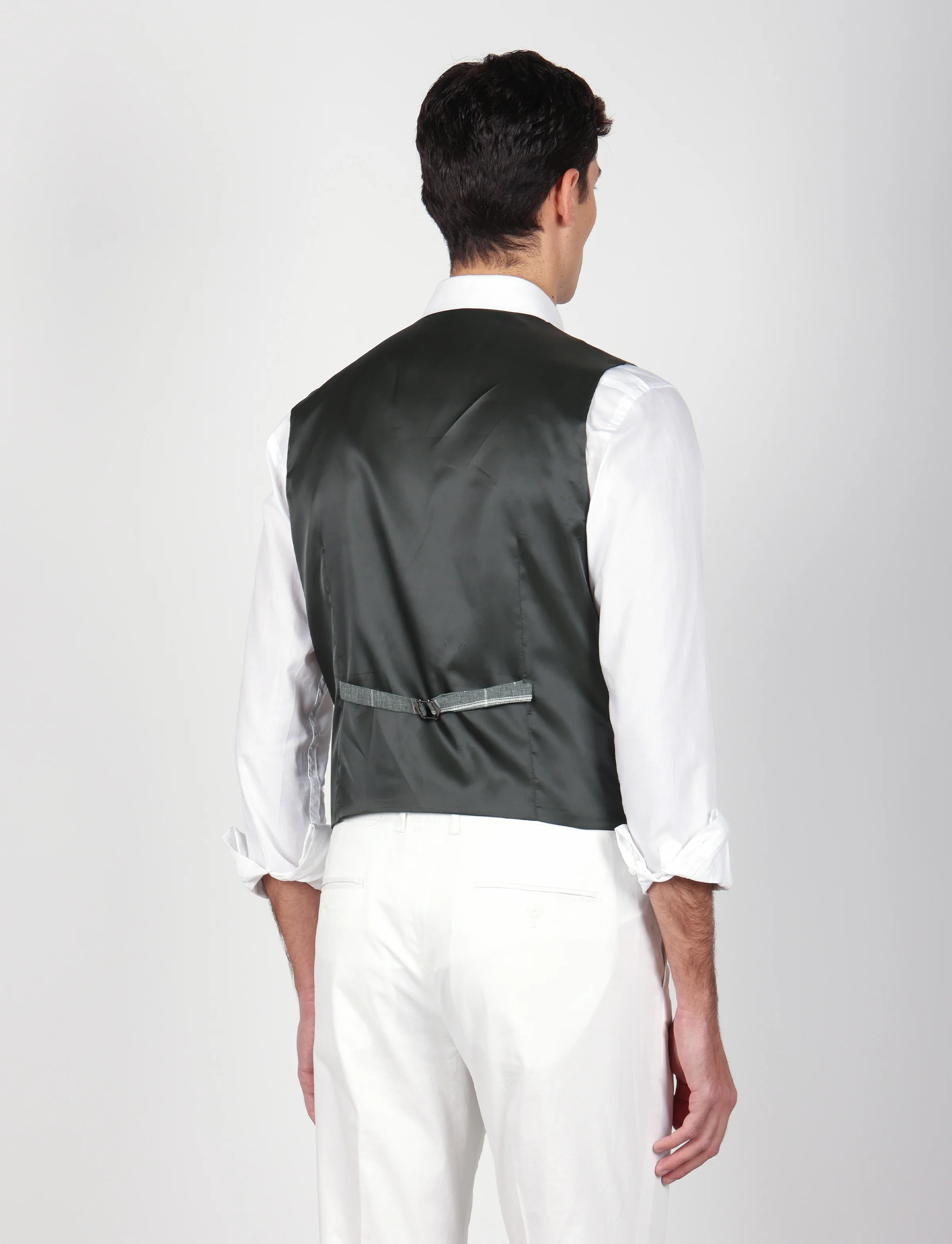 Gilet doppiopetto check in lino e cotone - Image 4