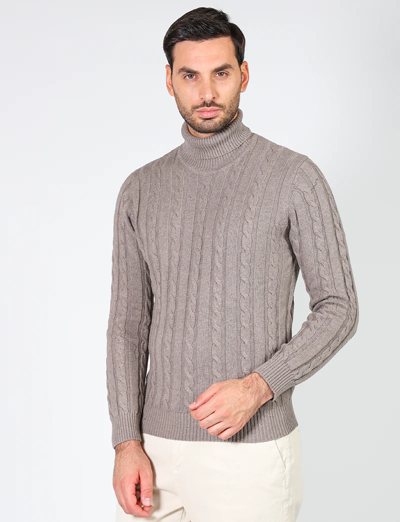 Dolcevita a trecce in cotone e lana - Image 19