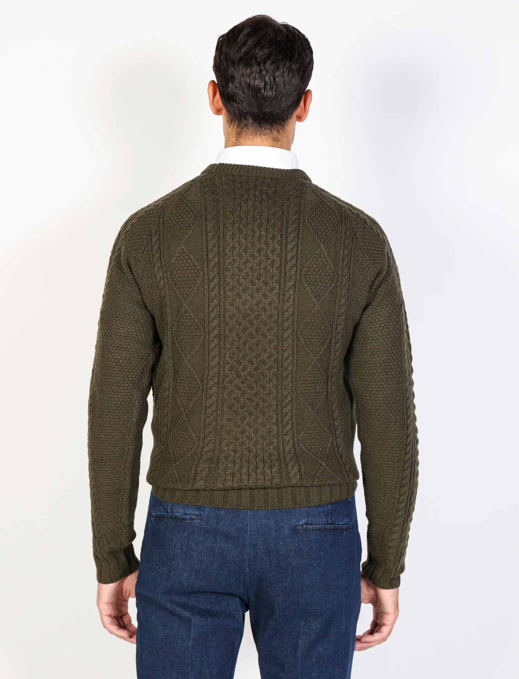 Maglia girocollo a rombi e trecce in lana - Image 13