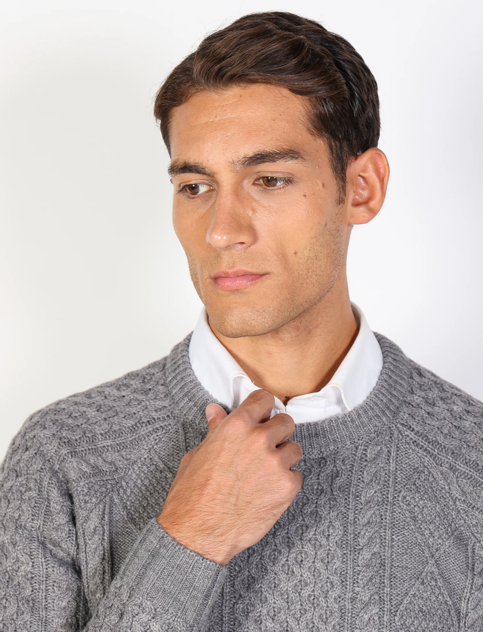 Maglia girocollo a rombi e trecce in lana - Image 17
