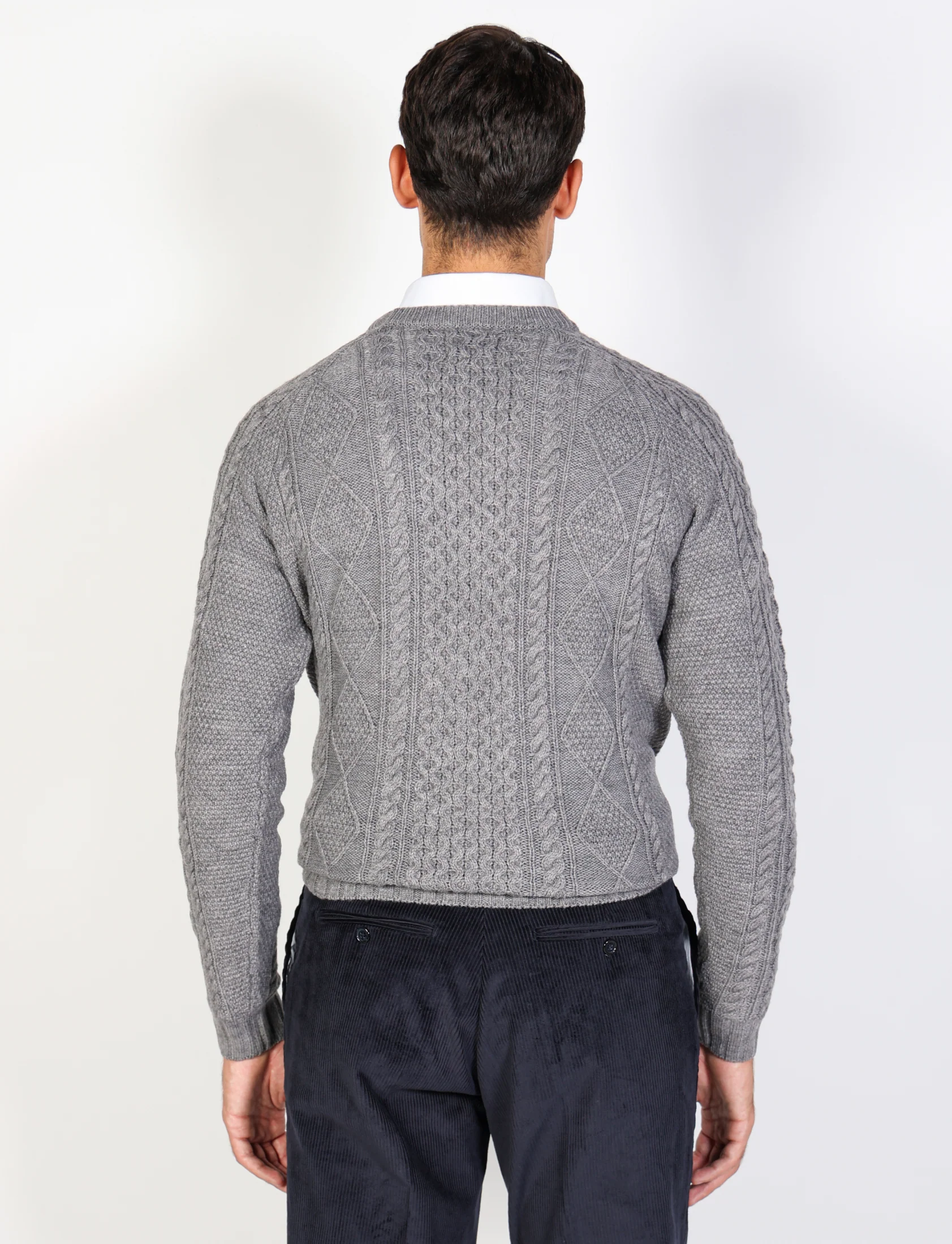 Maglia girocollo a rombi e trecce in lana - Image 18