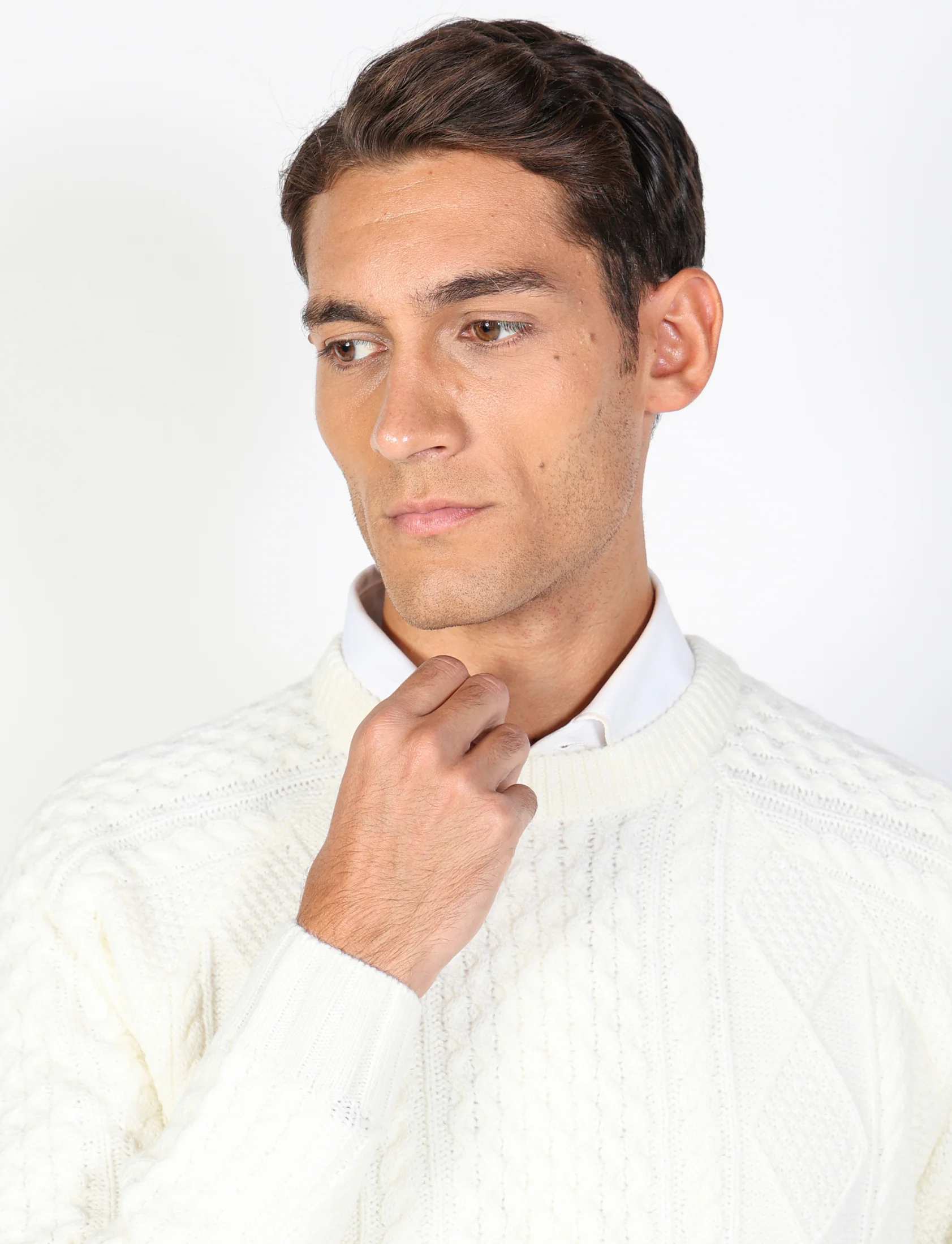 Maglia girocollo a rombi e trecce in lana - Image 6