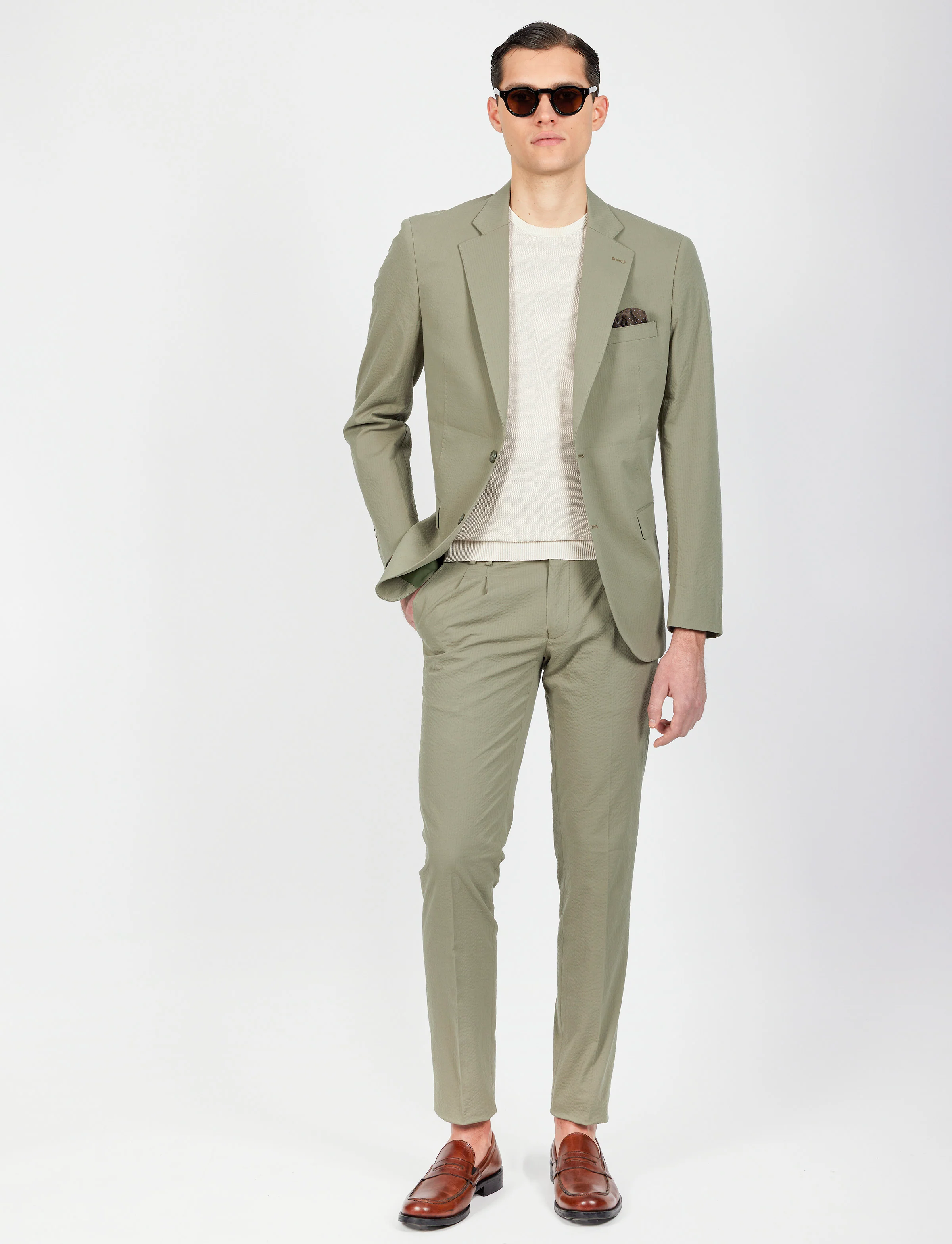 Pantalone in cotone goffrato con doppia pence - Image 12