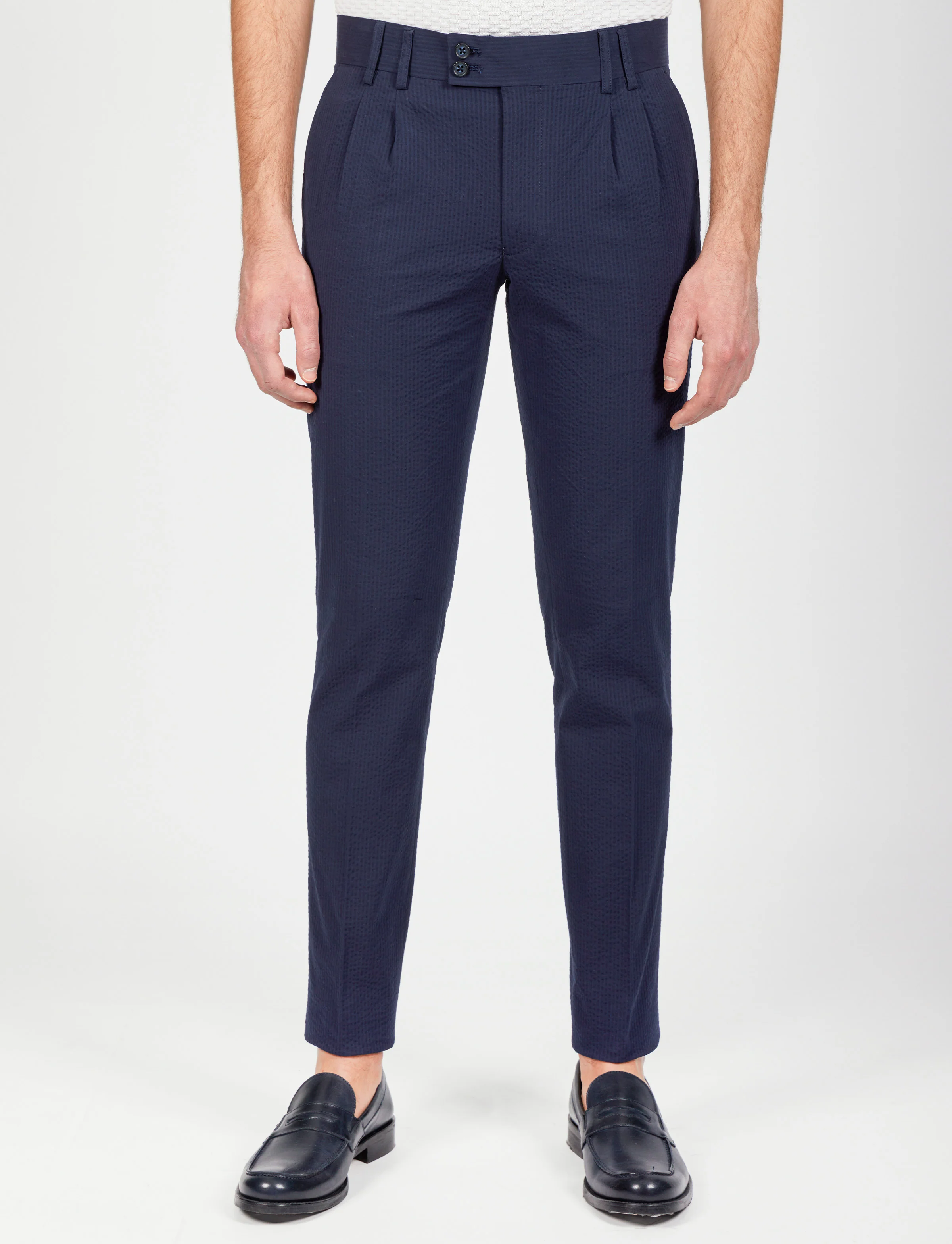 Pantalone in cotone goffrato con doppia pence - Image 13
