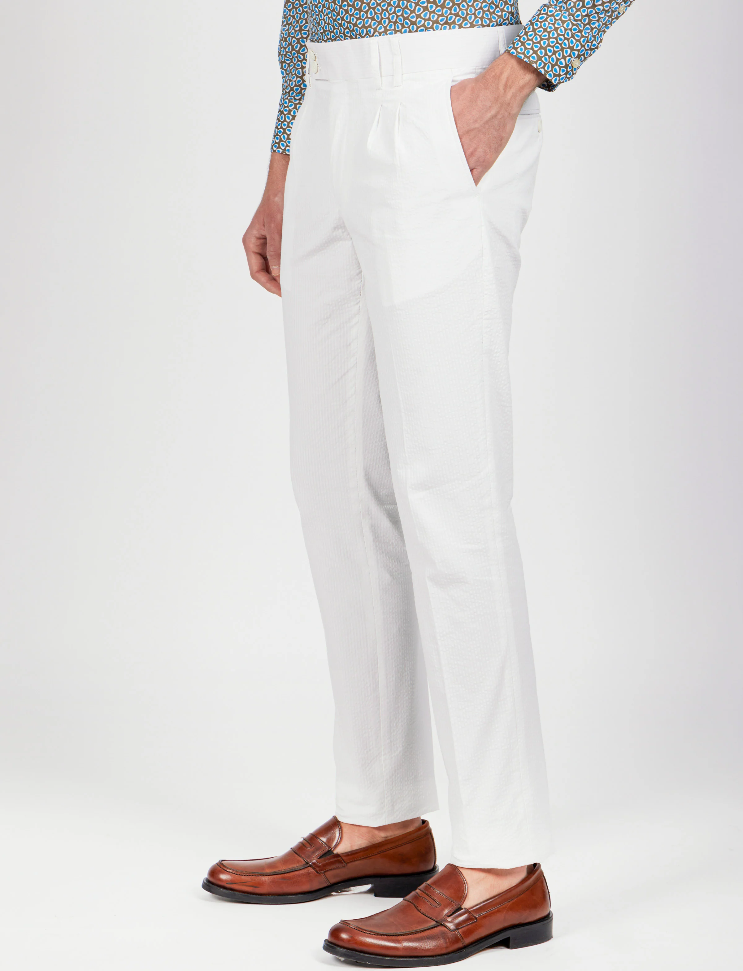 Pantalone in cotone goffrato con doppia pence - Image 21