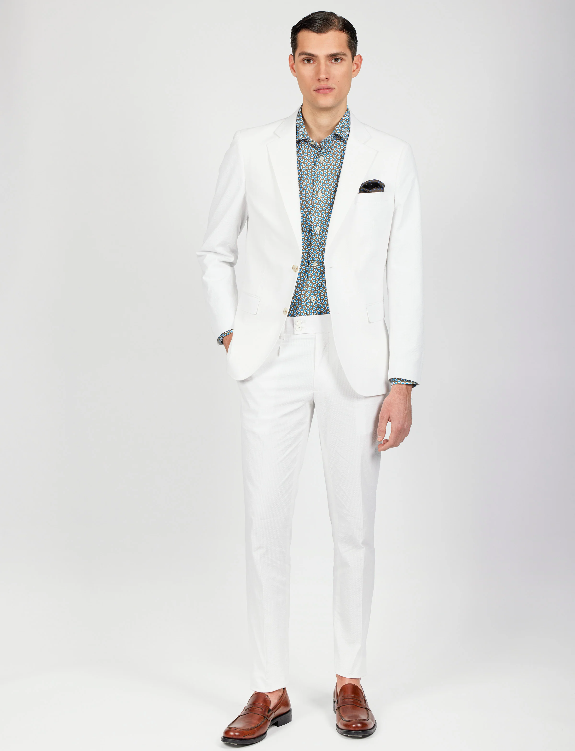 Pantalone in cotone goffrato con doppia pence - Image 24