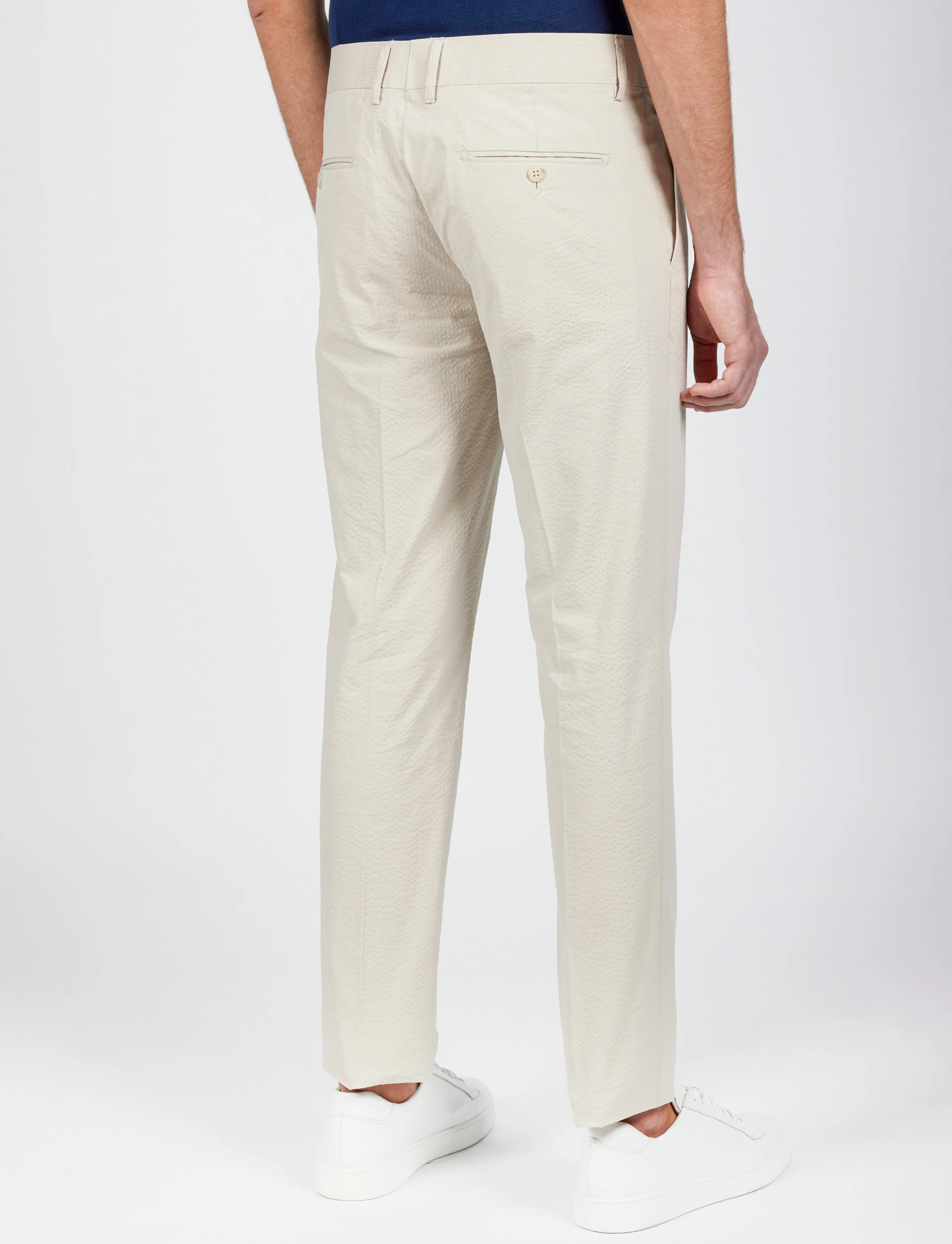 Pantalone in cotone goffrato con doppia pence - Image 4