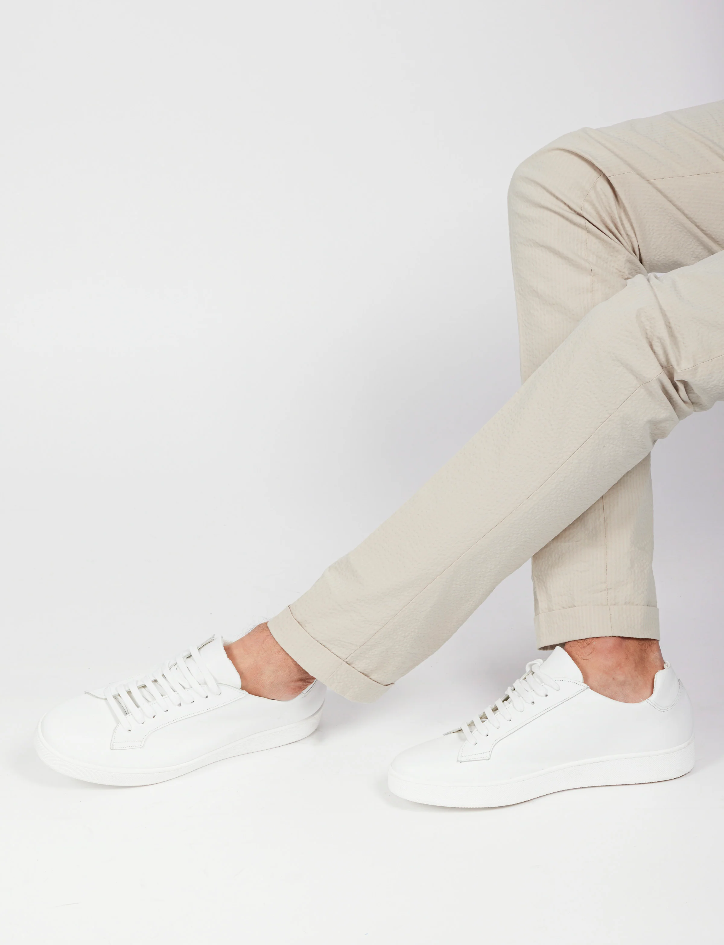 Pantalone in cotone goffrato con doppia pence - Image 5