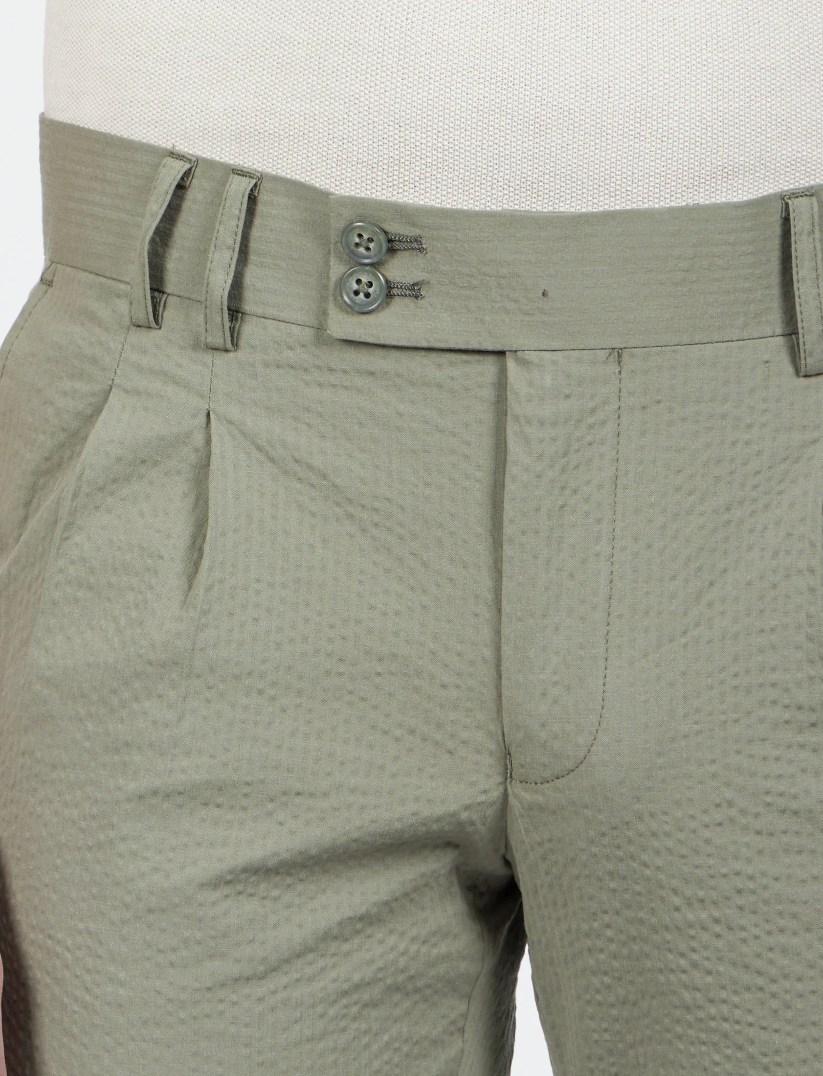 Pantalone in cotone goffrato con doppia pence - Image 9