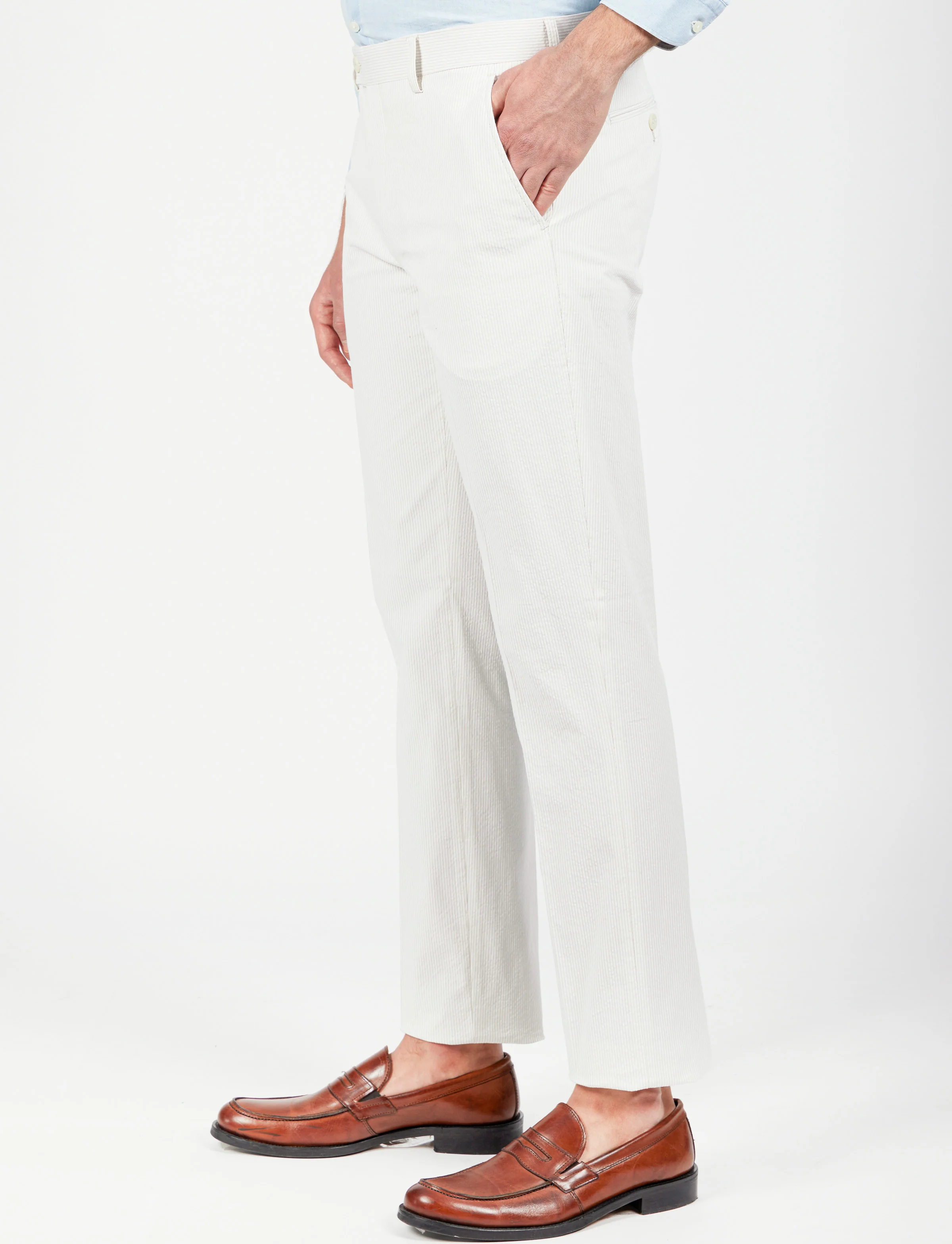 Pantaloni a righe in cotone goffrato - Image 2