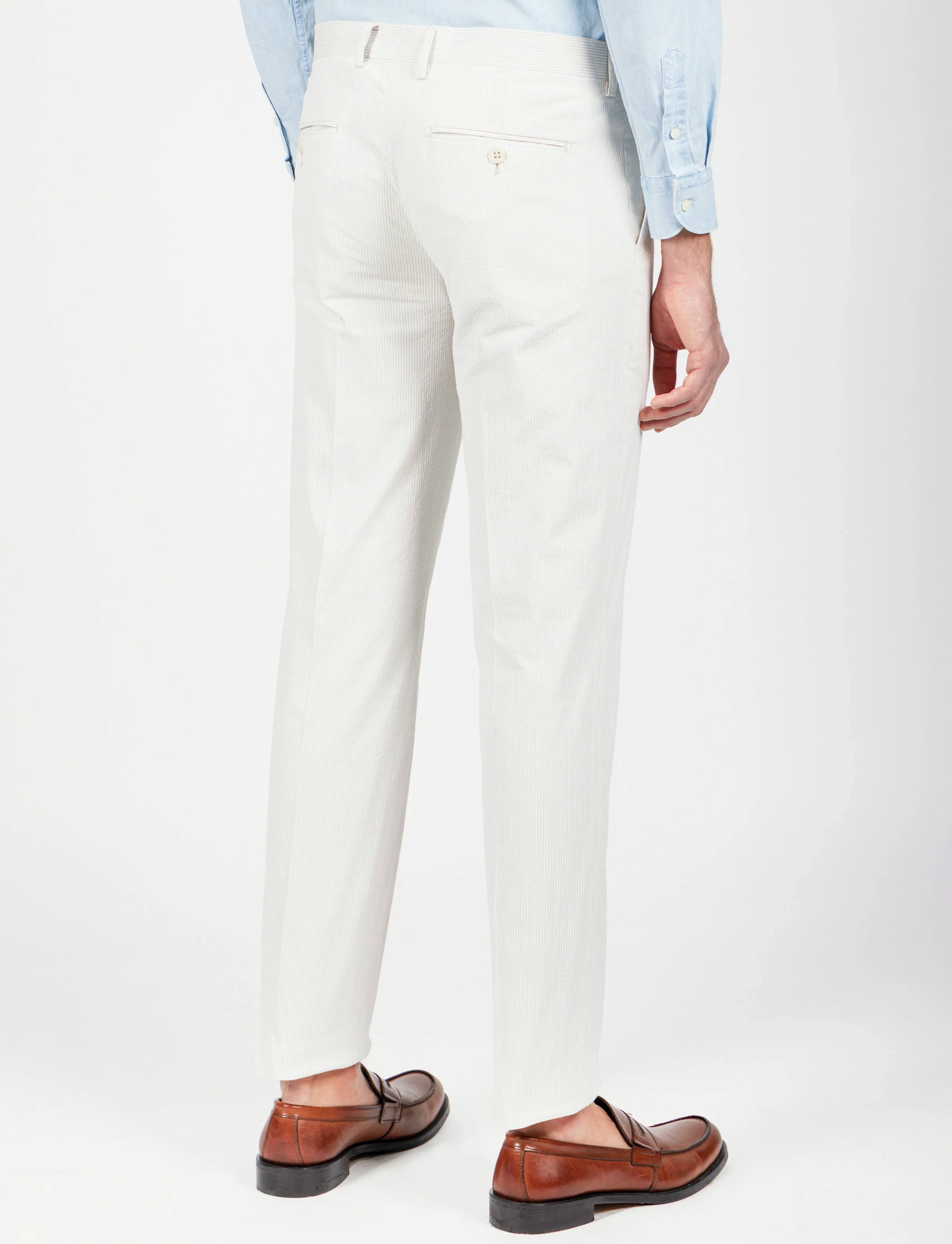 Pantaloni a righe in cotone goffrato - Image 4