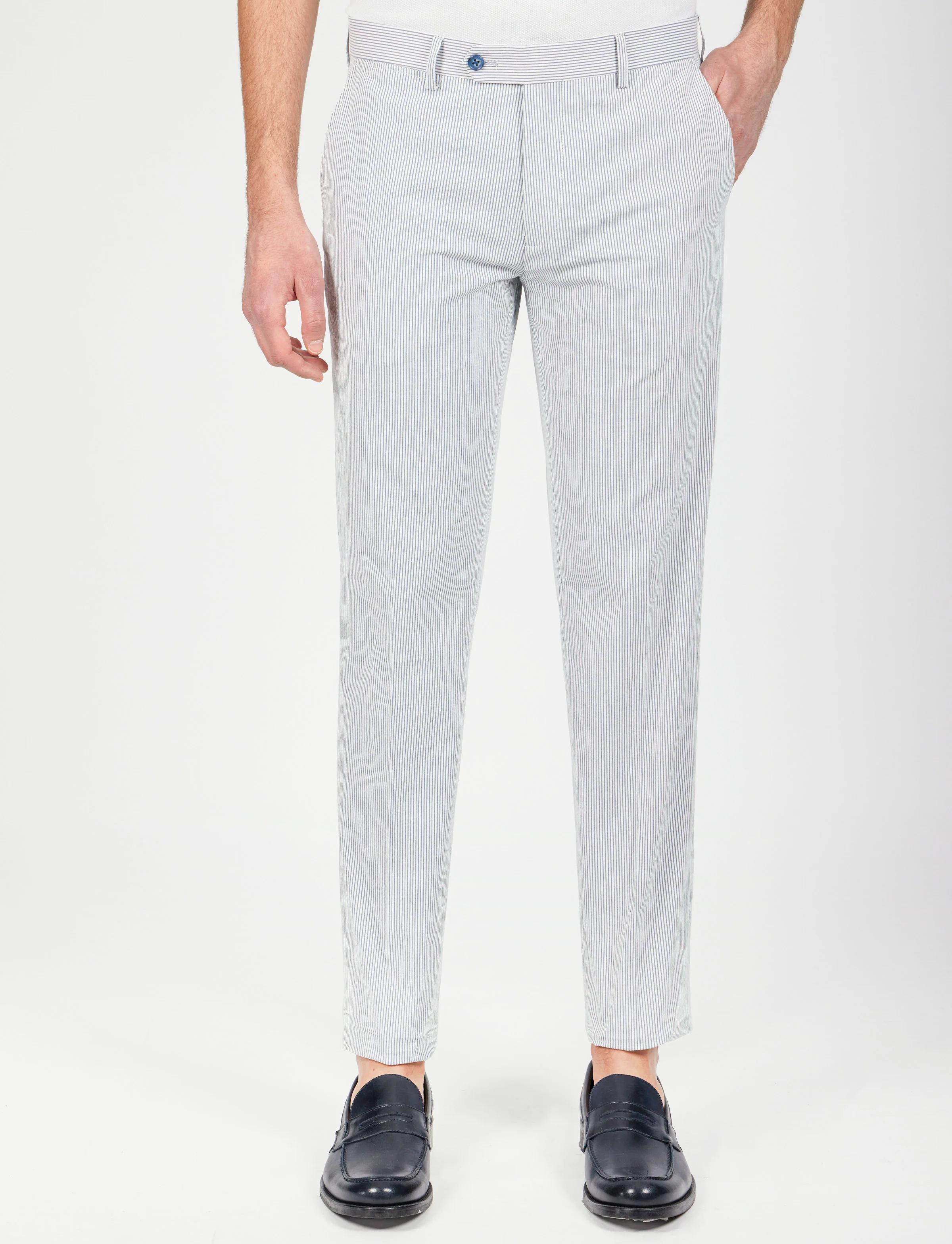 Pantaloni a righe in cotone goffrato - Image 7