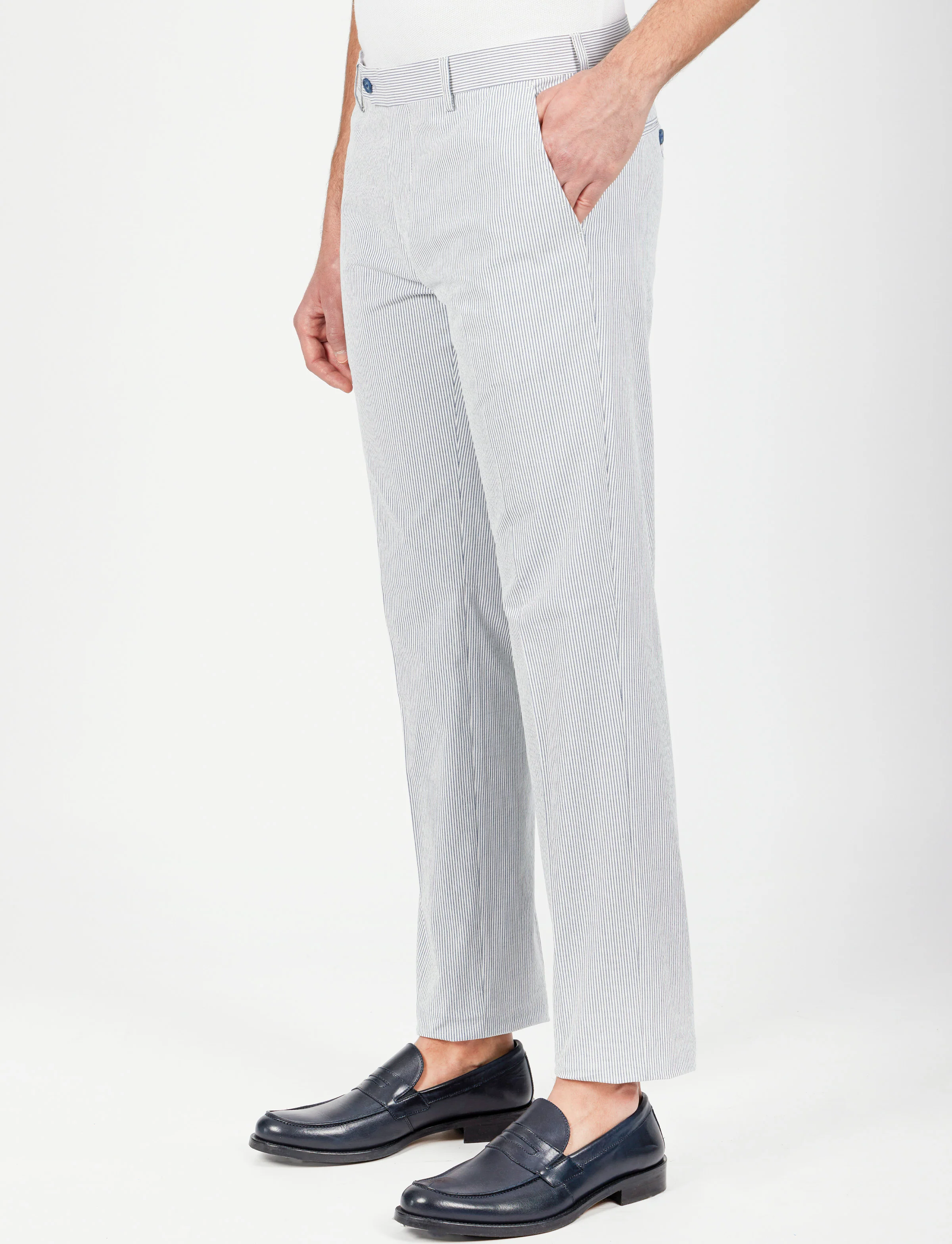 Pantaloni a righe in cotone goffrato - Image 8
