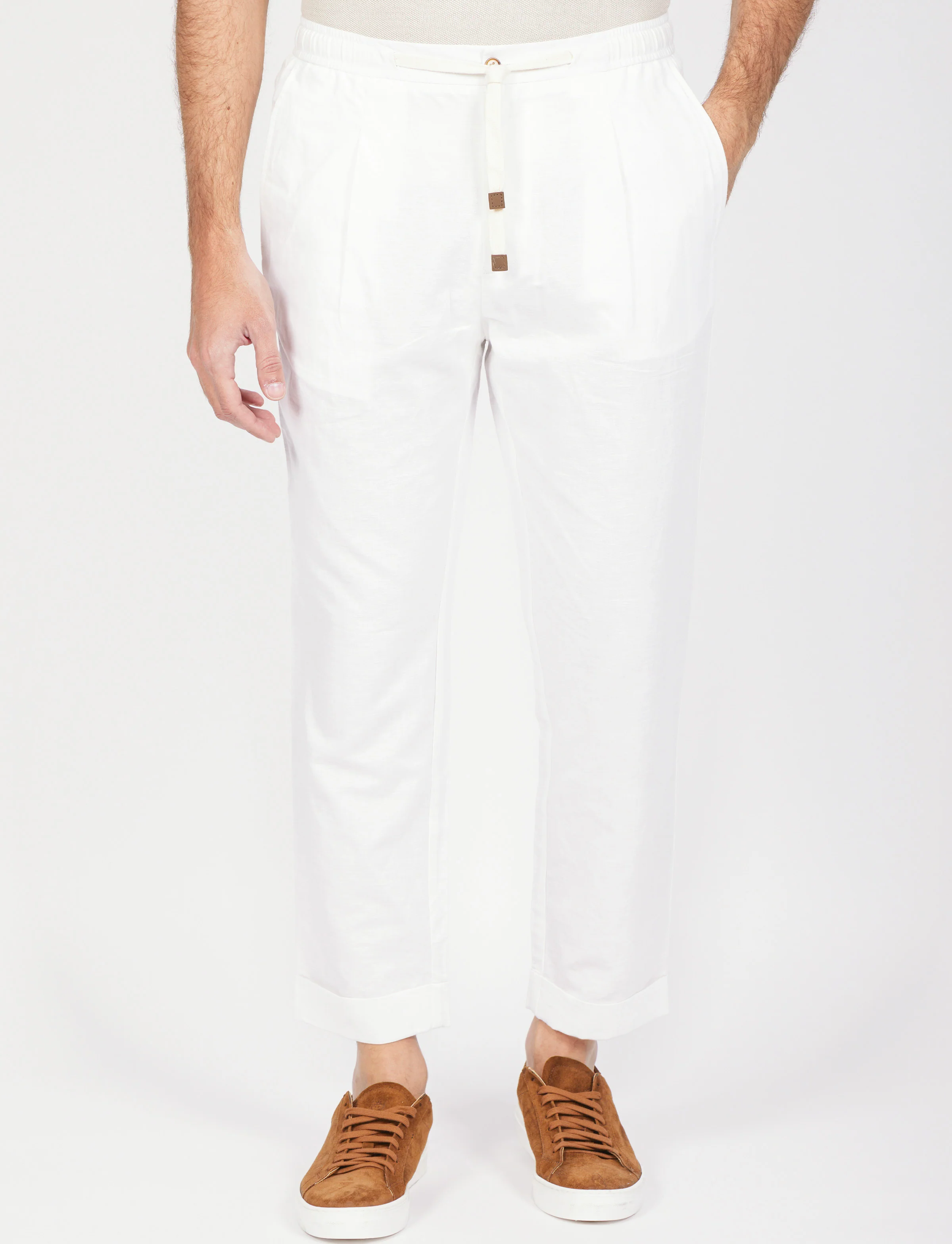 Pantalaccio in lino e cotone con cintura
