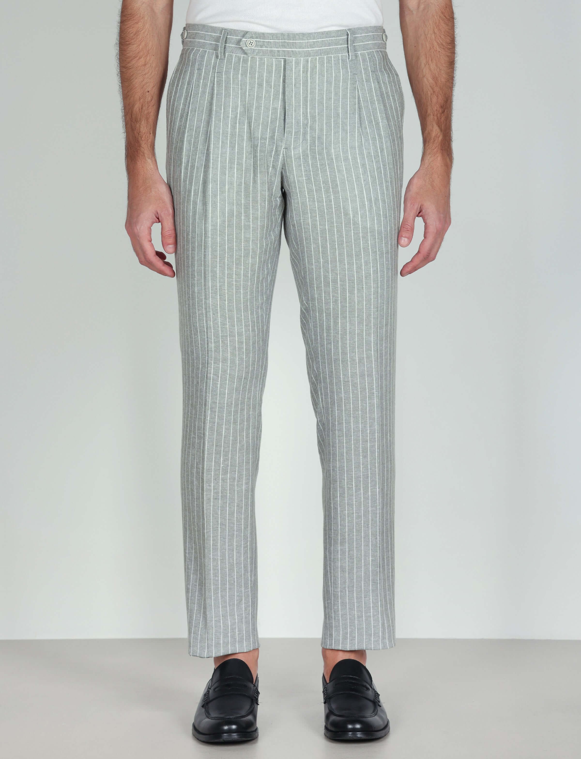 Pantaloni in lino a righe - Image 11