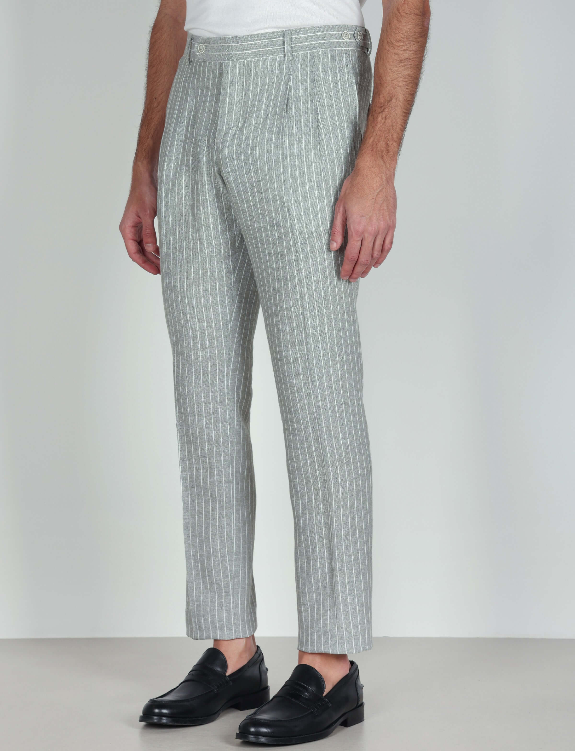 Pantaloni in lino a righe - Image 12