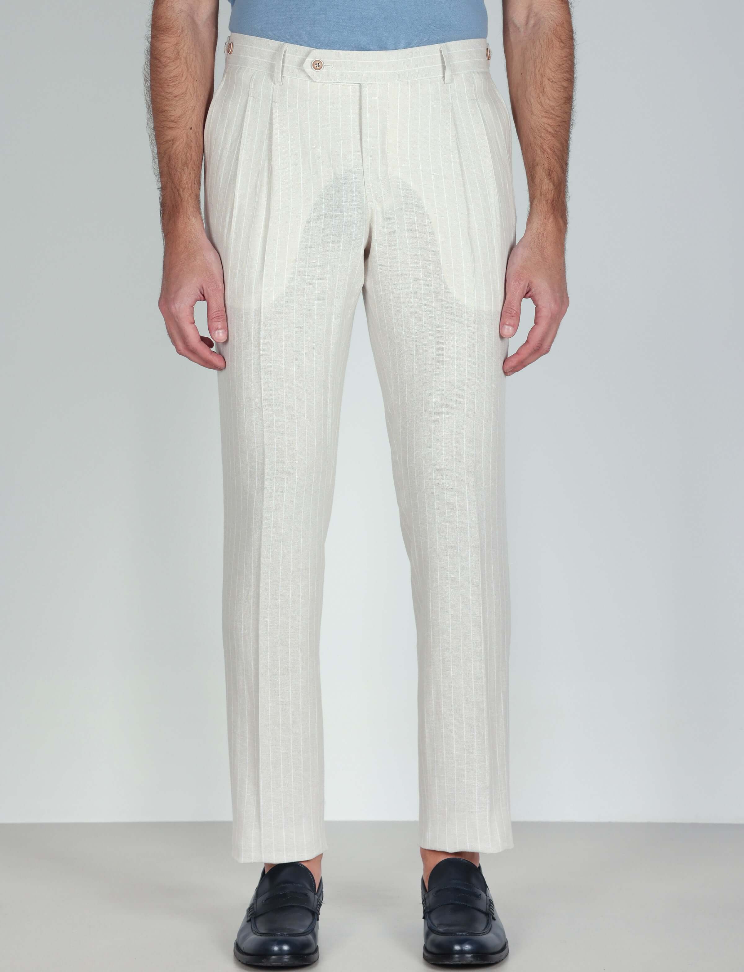 Pantaloni in lino a righe - Image 6